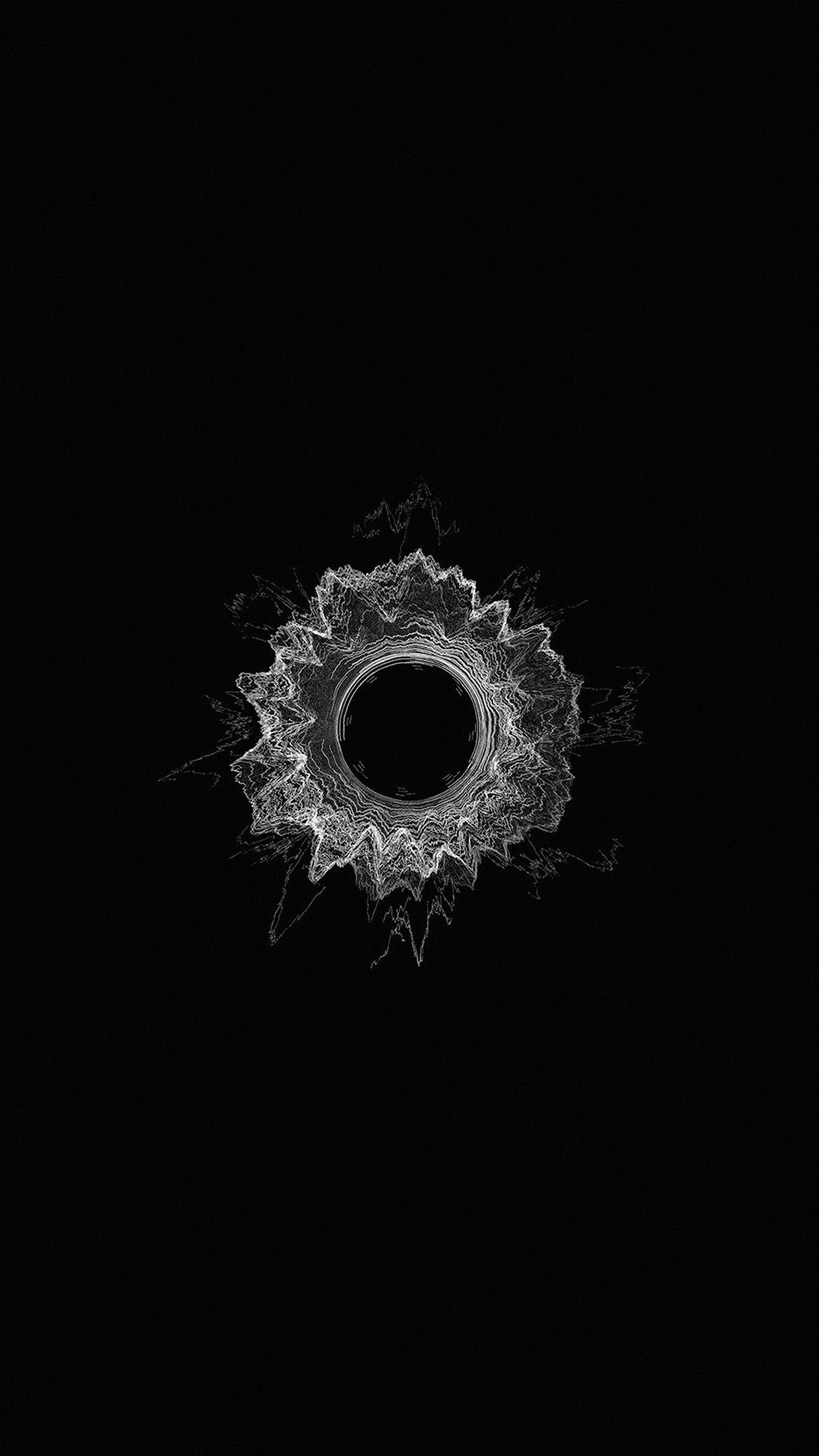 fractal artwork, minimalist black phone, glowing white fractal ring, Full HD Phone Wallpaper
