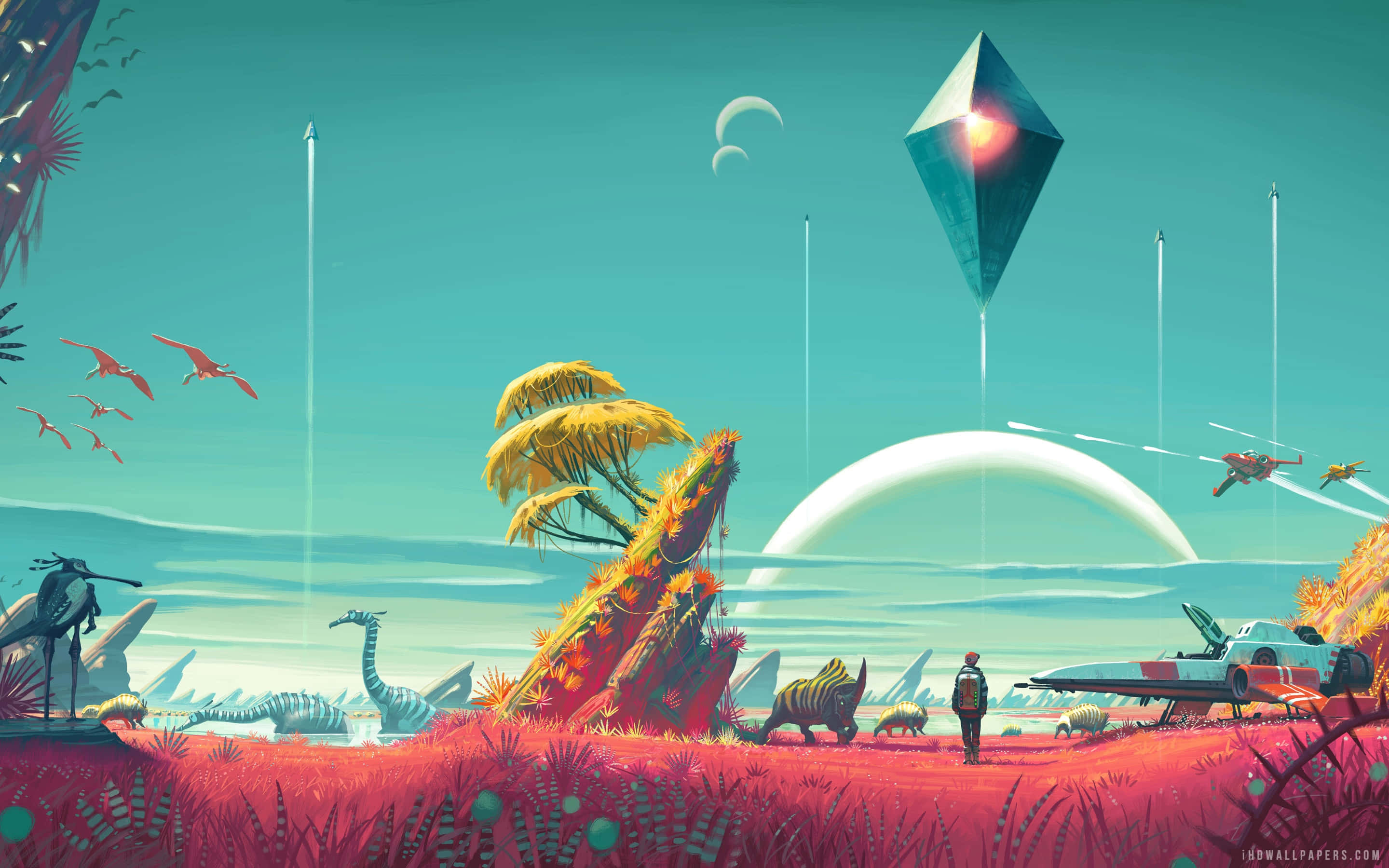 Pixel Game, 2880 x 1800, surreal alien landscape, 2K Desktop Wallpaper