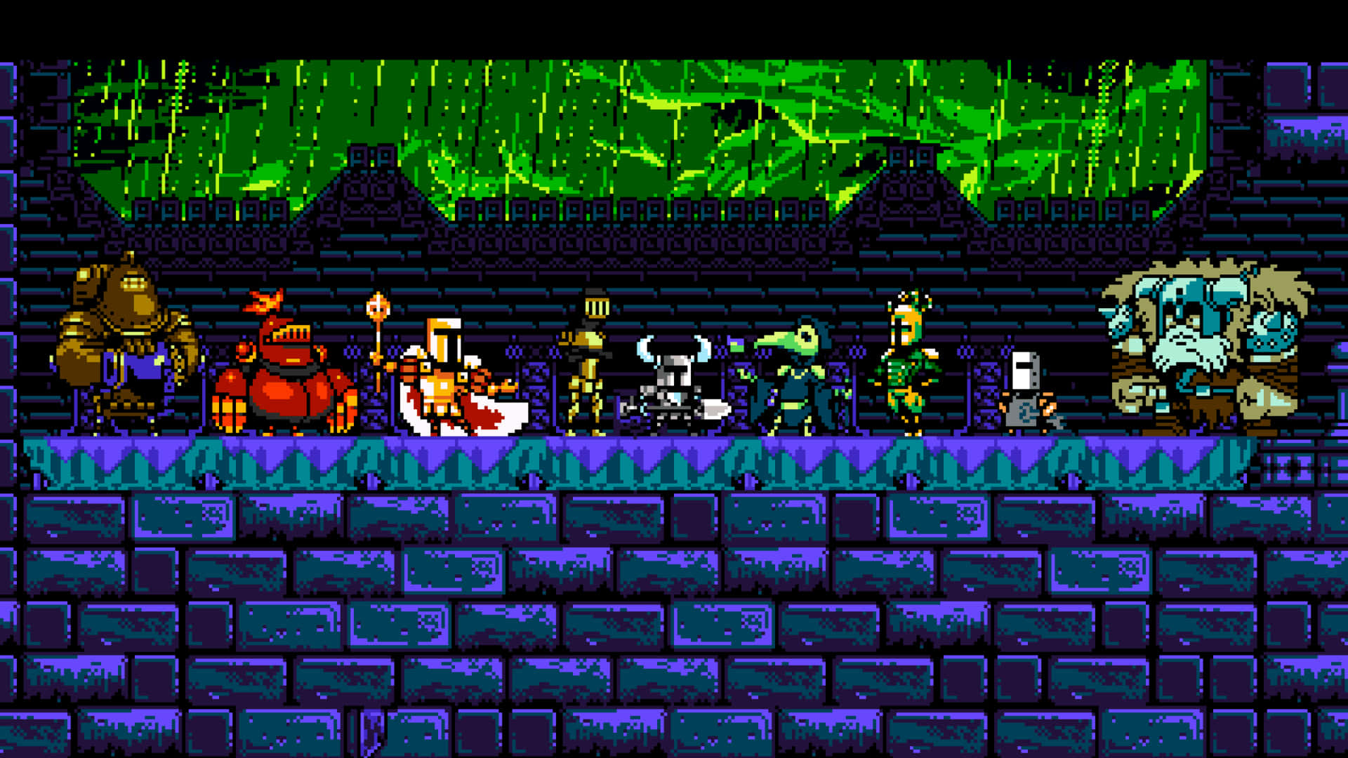Pixel Game, pixelated fantasy characters, purple platform, Full HD Desktop Wallpaper