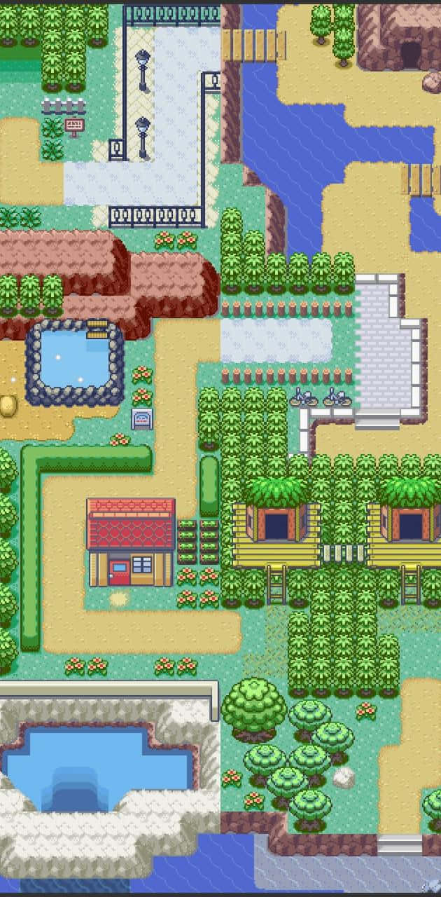 Pixel Phone, Pokémon game town, top-down pixel art map, HD Phone Wallpaper