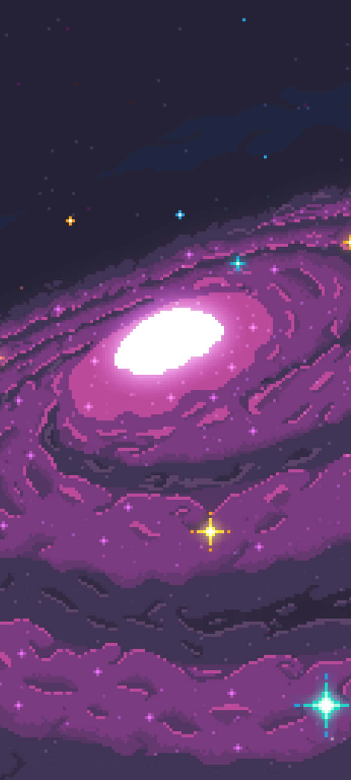 pixel galaxy, galaxy pixel art, purple nebulae, HD Phone Wallpaper
