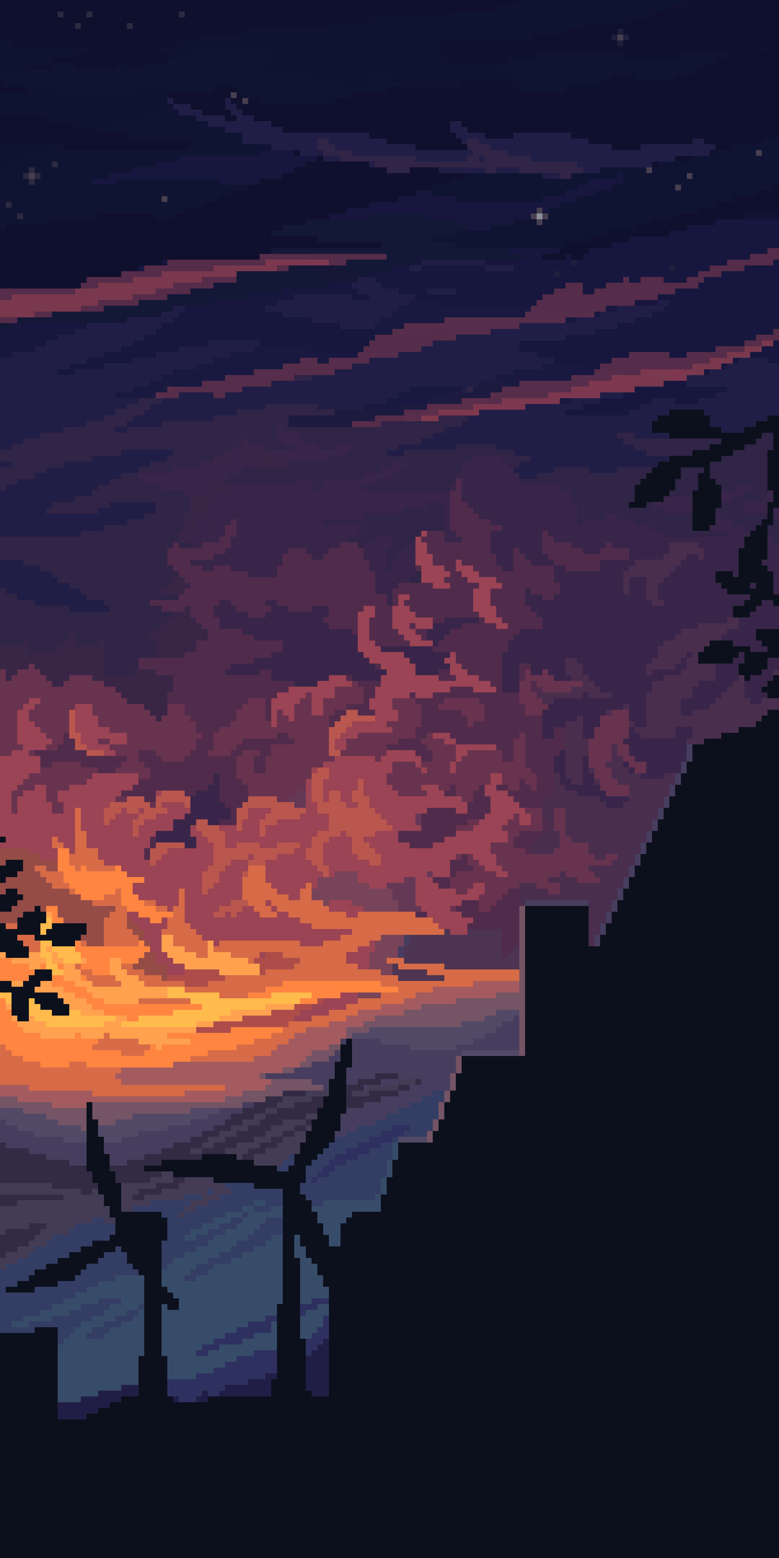 Pixel Phone, sunset, fiery orange clouds, 5K Phone Wallpaper