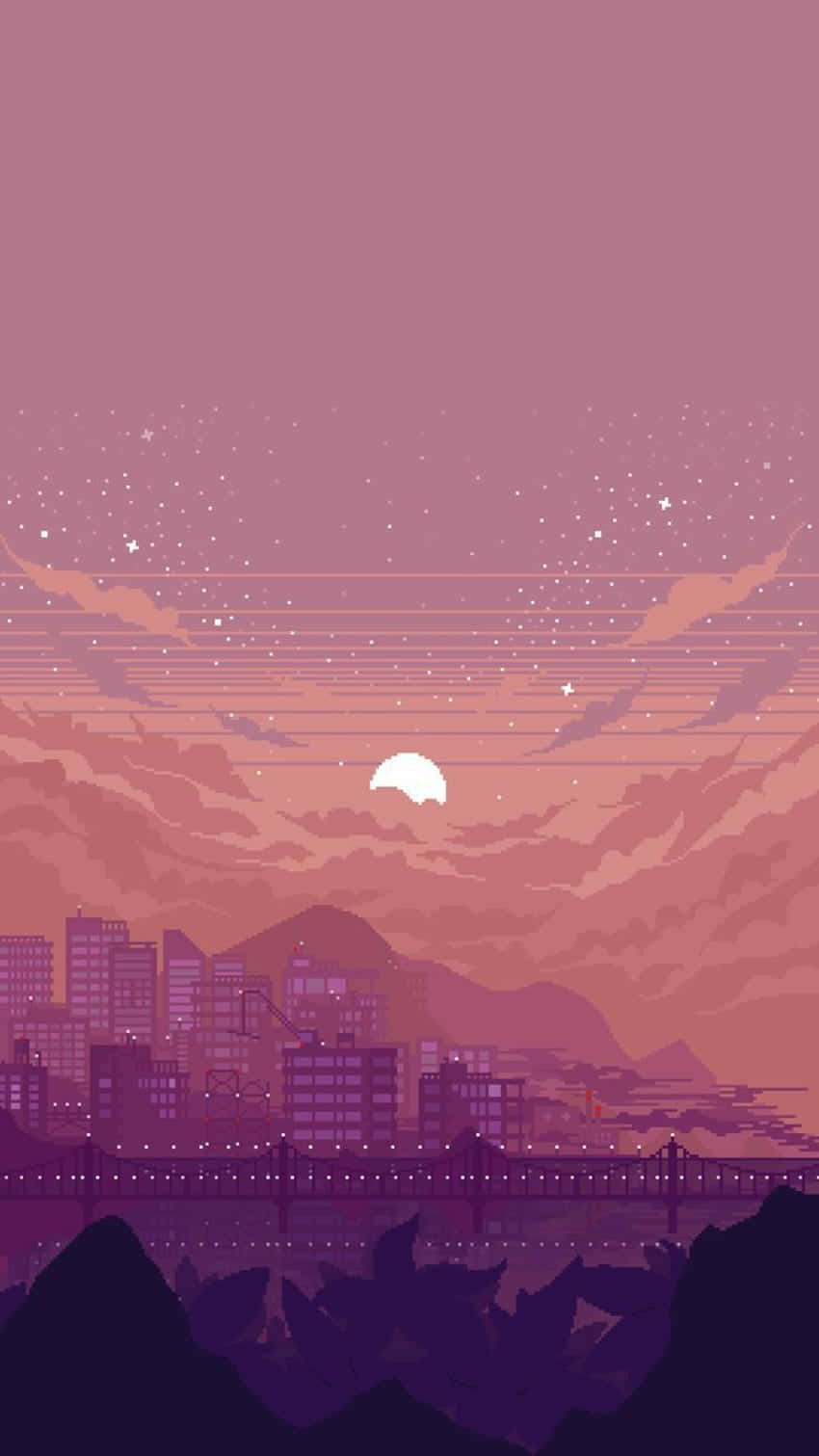 Pixel Phone, Pixel art cityscape, twilight, HD Phone Wallpaper