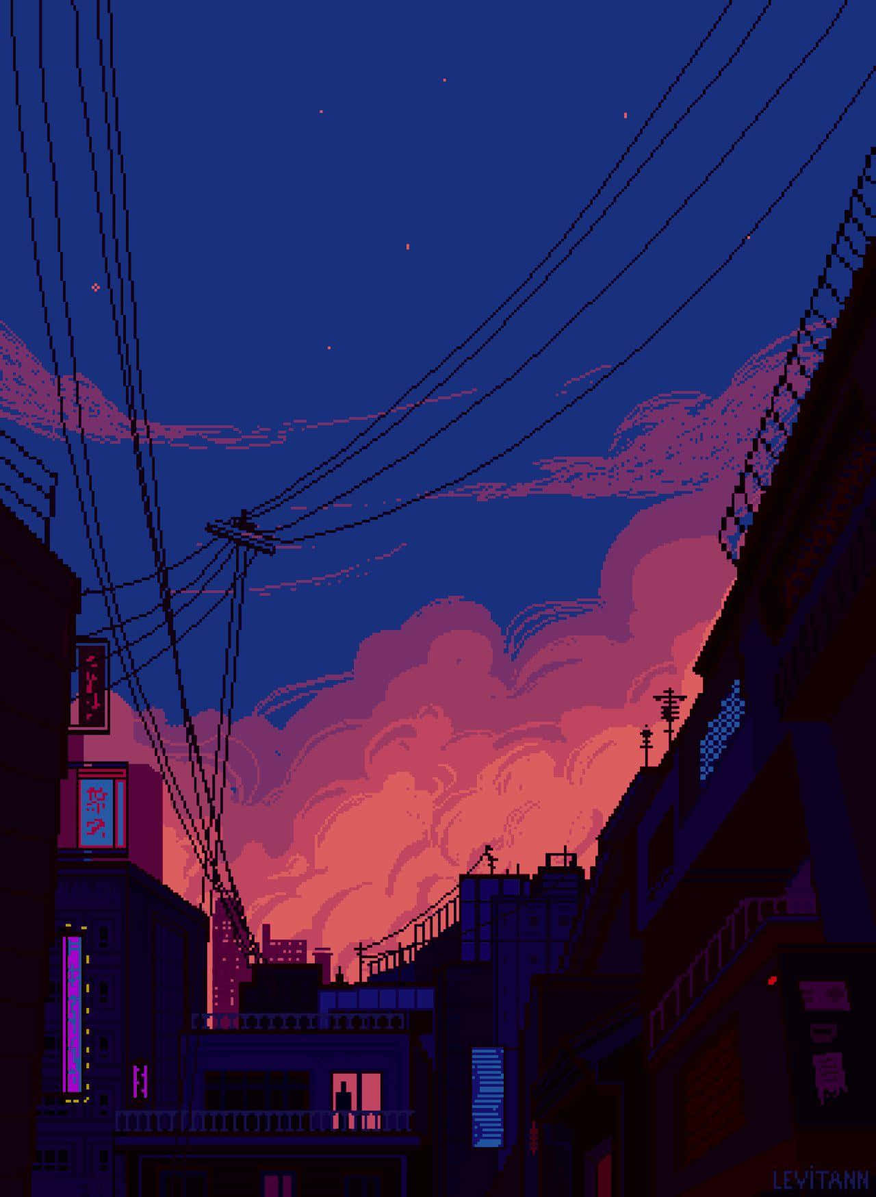 Pixel Phone, neon signs, power lines, HD Phone Wallpaper