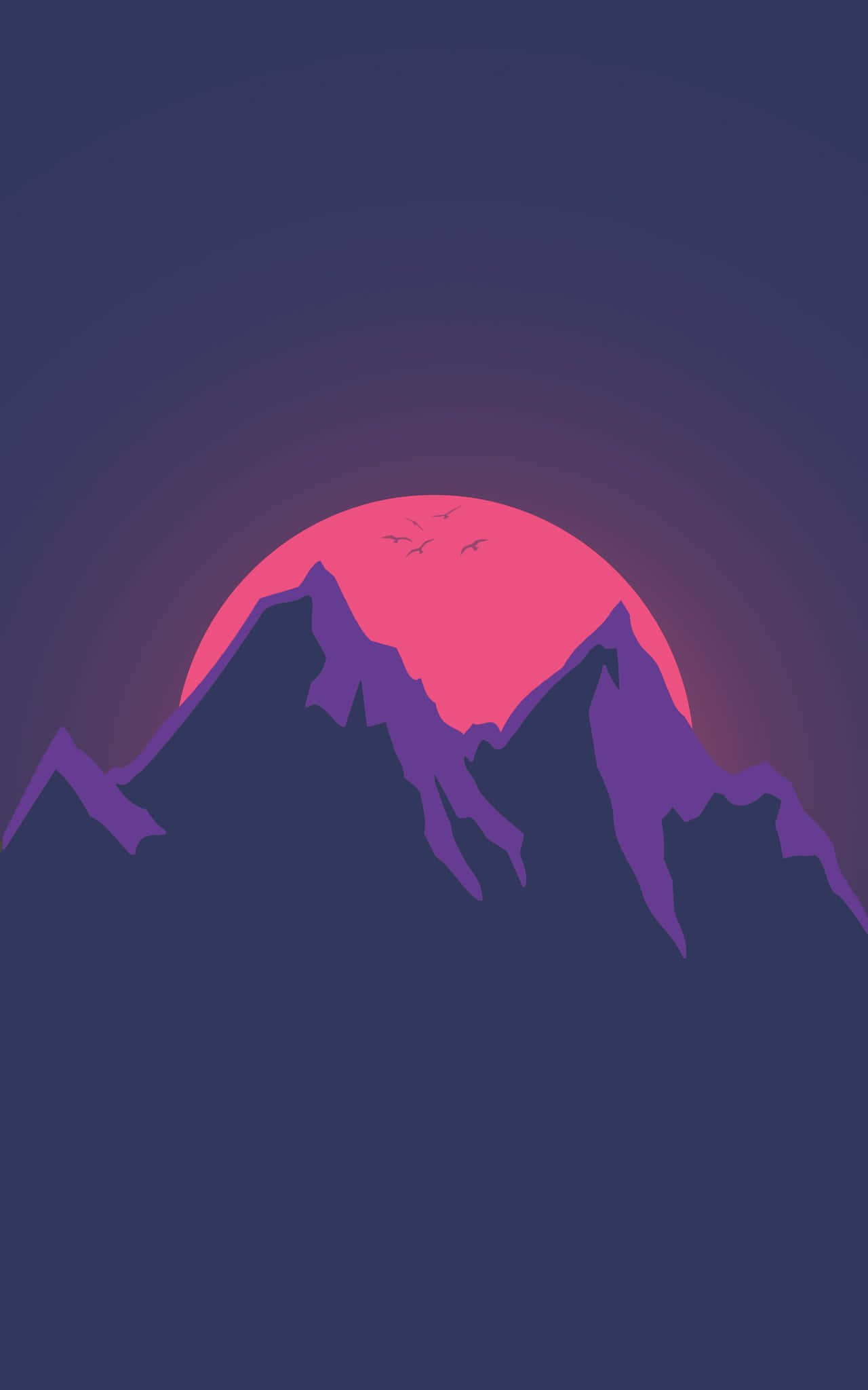 Pixel Phone, purple mountain silhouette, gradient sky, Full HD Phone Wallpaper