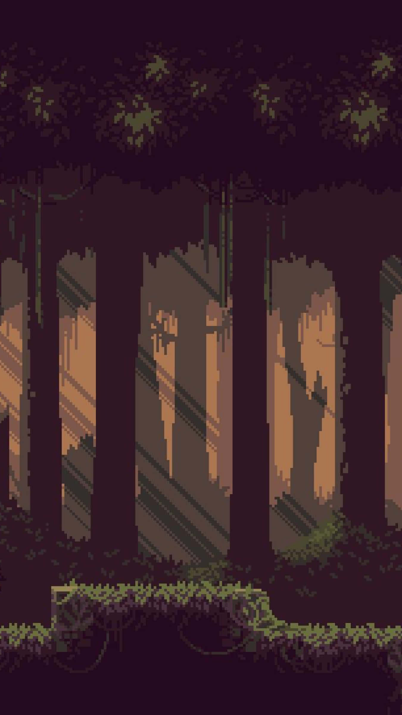 Pixel Phone, Pixel-art forest, tall trees, Full HD Phone Wallpaper