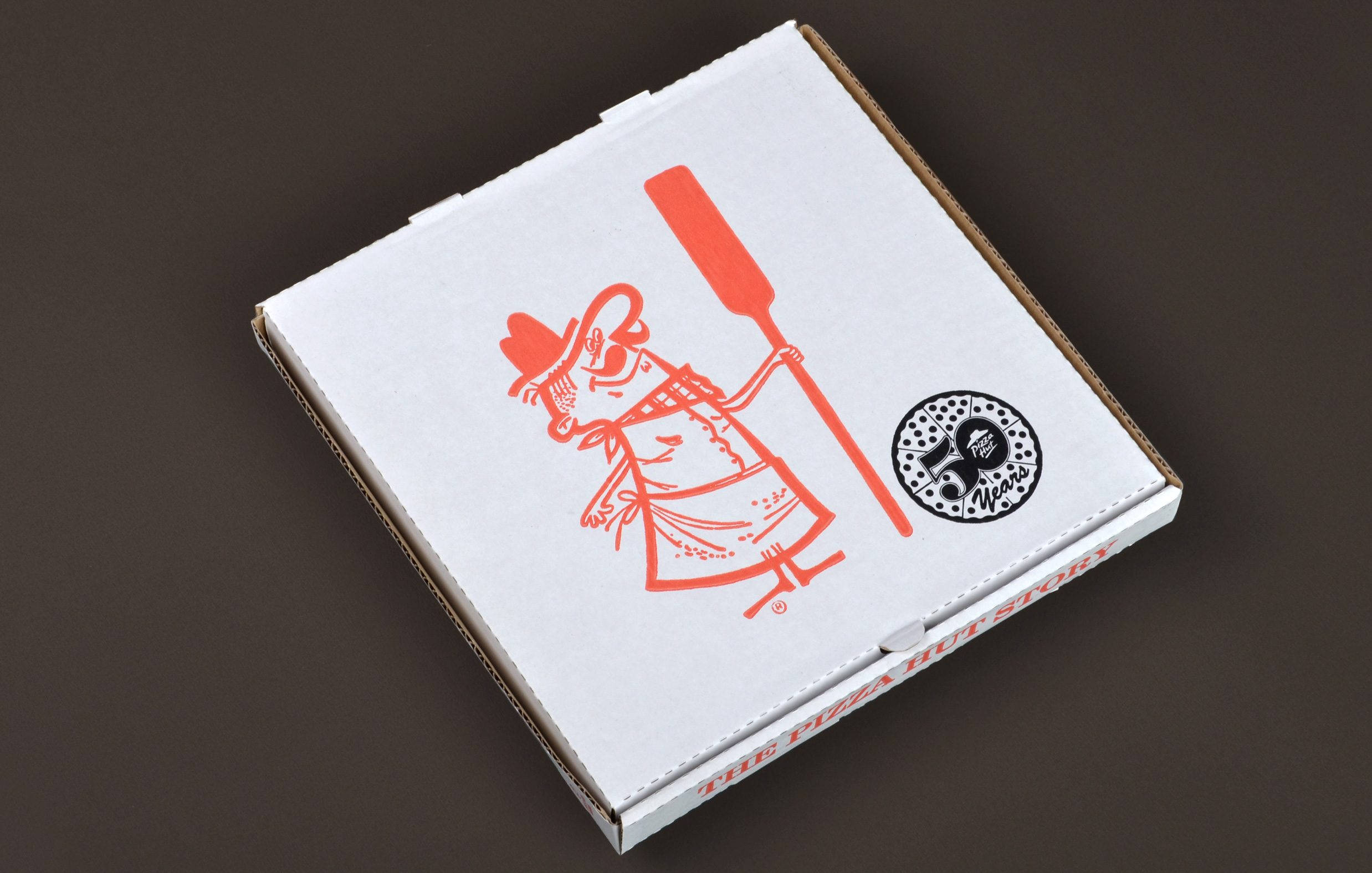 Pizza Hut, white pizza box, red cartoon chef, Full HD Desktop Wallpaper