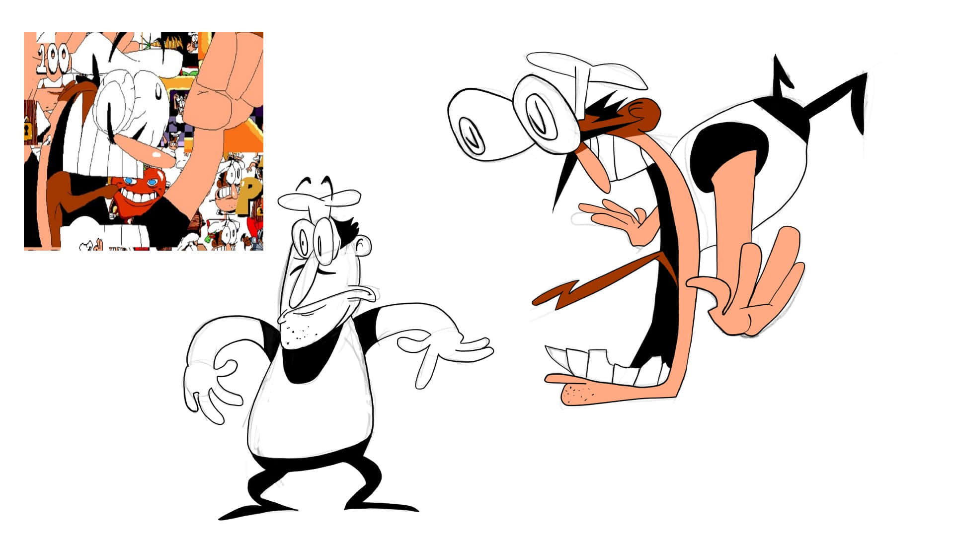 Pizza Tower, cartoon chef character, black and white, Full HD Desktop Wallpaper