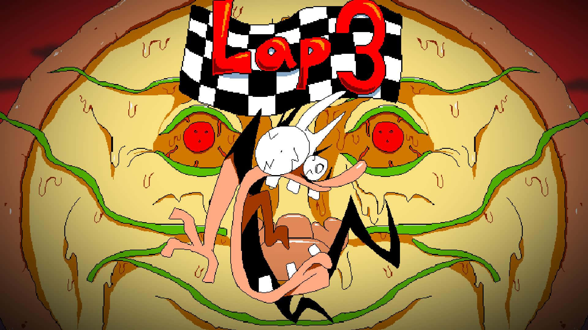 Pizza Tower, Lap 3, checkered flag, Full HD Desktop Wallpaper