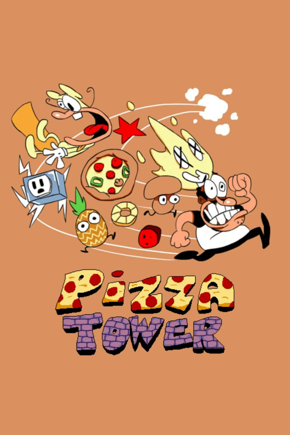 Pizza Tower, cartoon characters, pizza, HD Phone Wallpaper