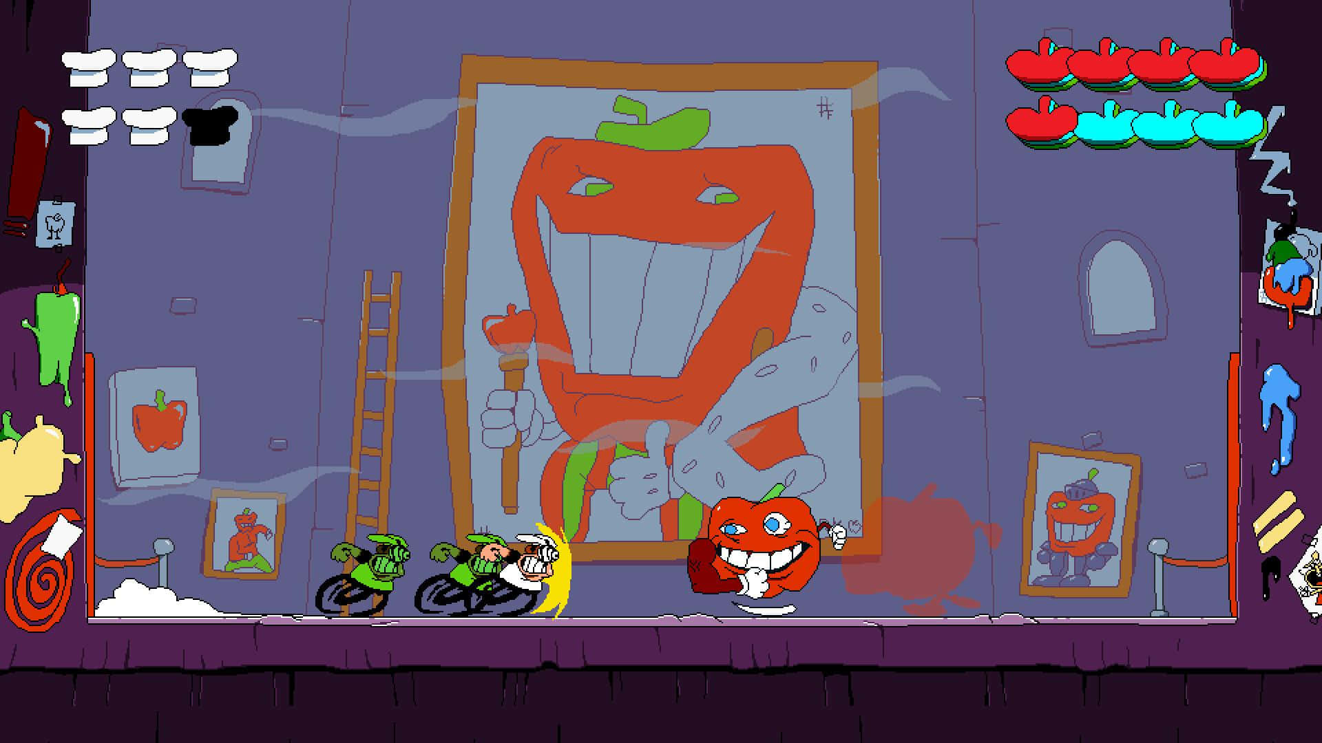 Pizza Tower, pepper painting, bike, Full HD Desktop Wallpaper
