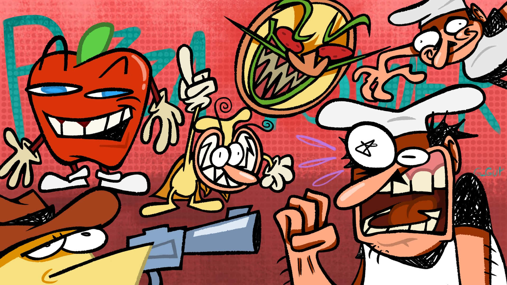 Pizza Tower, apple character, chef, Full HD Desktop Wallpaper