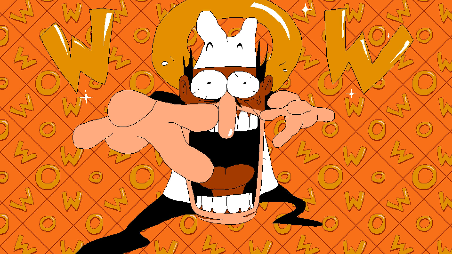 Pizza Tower, WOW, orange background, Full HD Desktop Wallpaper