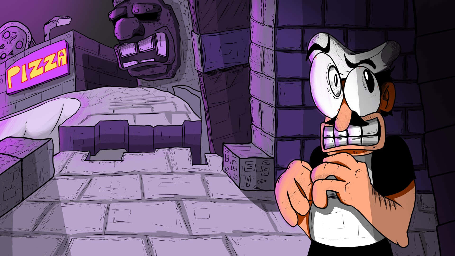 Pizza Tower, cartoon man, mustache, Full HD Desktop Wallpaper