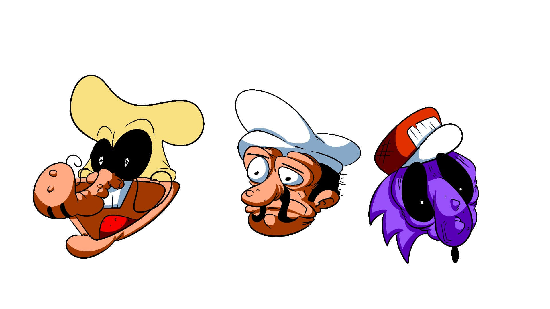 Pizza Tower, cartoon chef characters, exaggerated expressions, Full HD Desktop Wallpaper