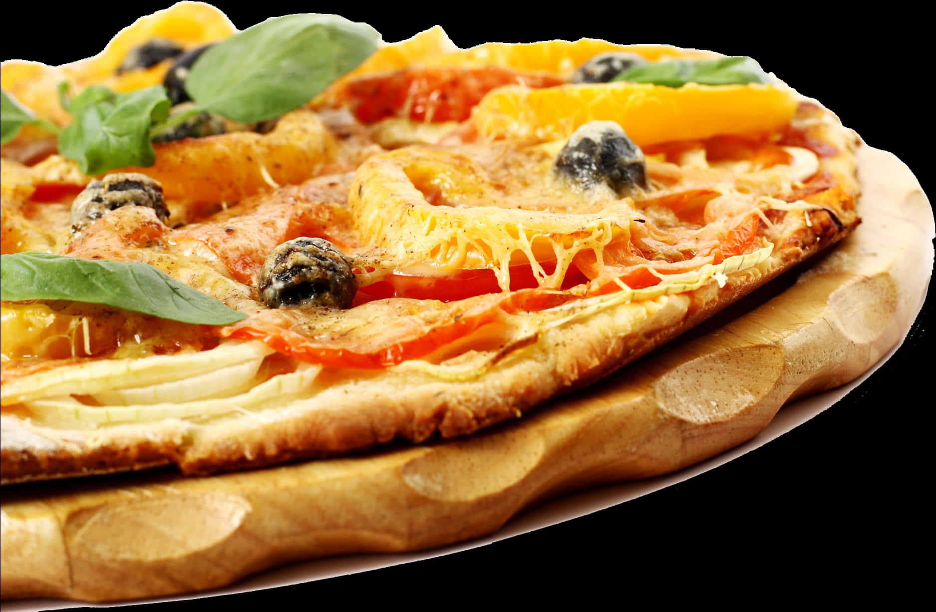 vegetable topped pizza, melted cheese, olives, HD Desktop Wallpaper