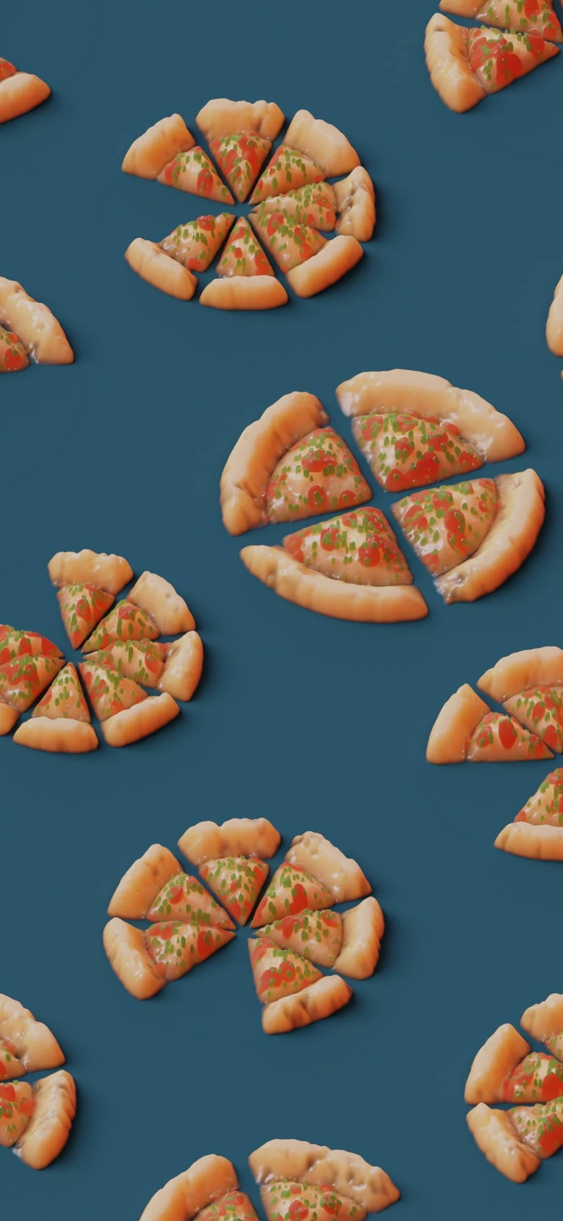 Xiaomi Redmi Note 9, pepperoni pizza, deep teal background, Full HD Phone Wallpaper