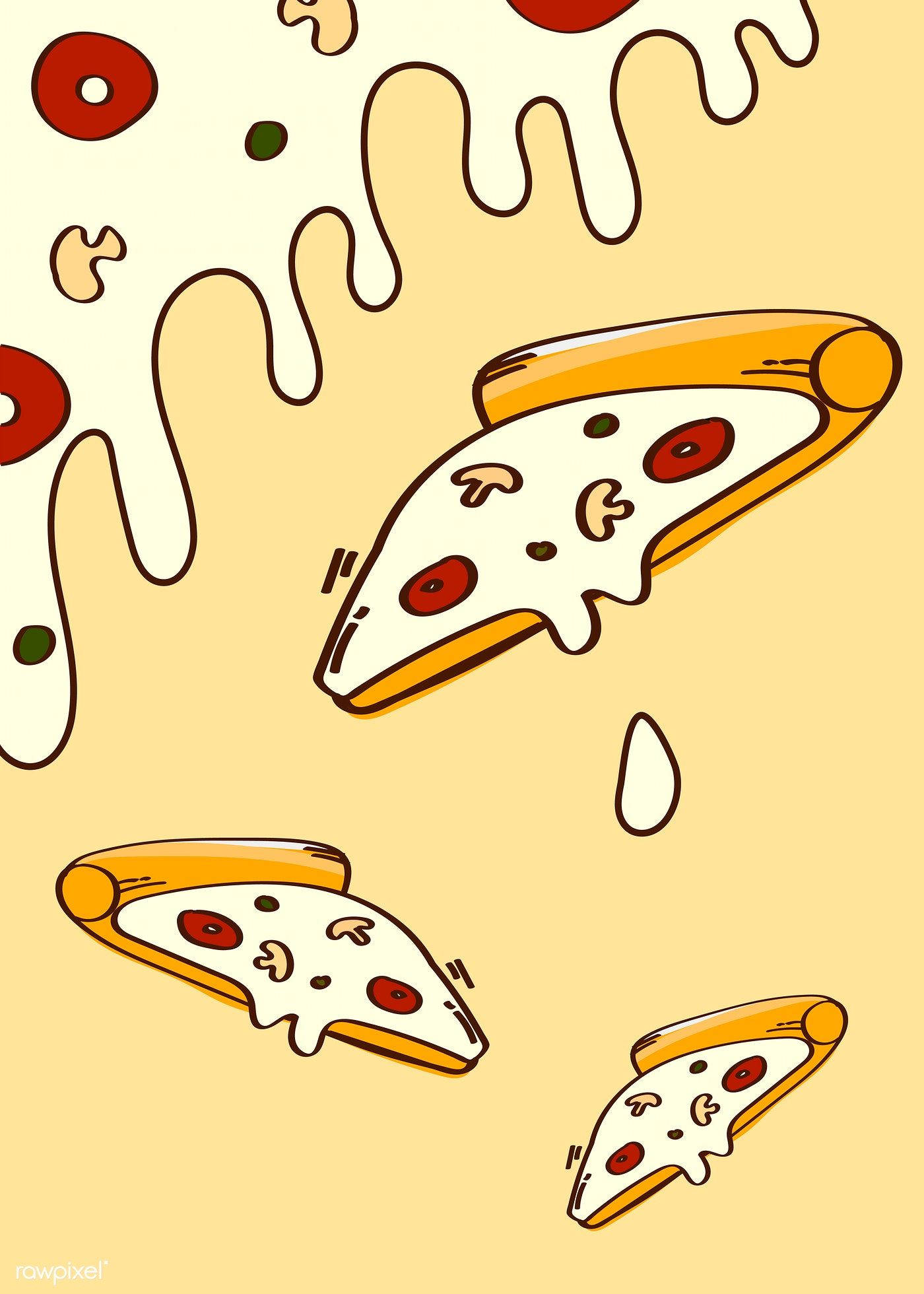 Pizza, creamy yellow background, melted cheese, Full HD Phone Wallpaper