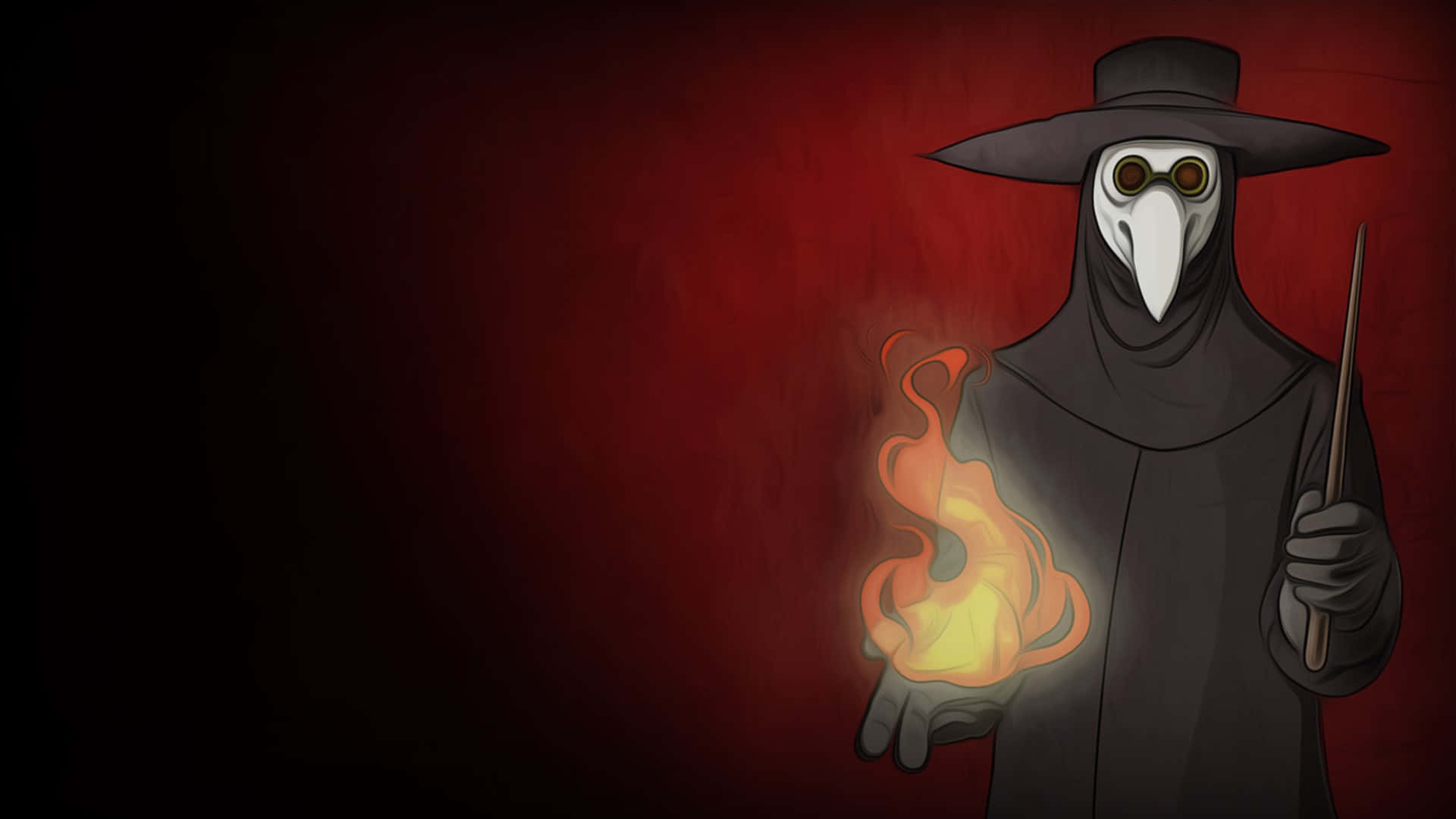 Plague Doctor, dark robes, bird mask, Full HD Desktop Wallpaper