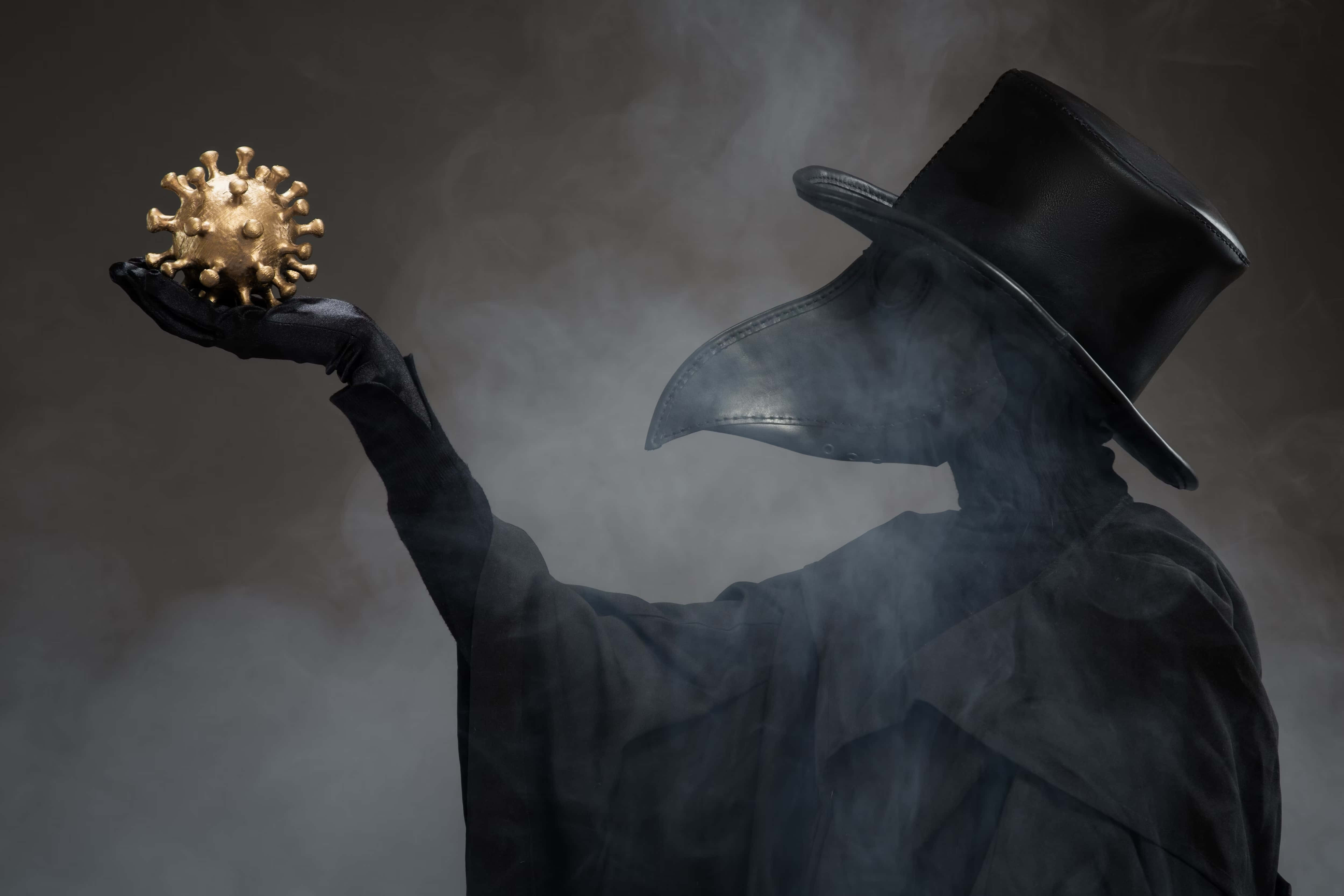 plague doctor, black robe, bird mask, 4K Desktop Wallpaper