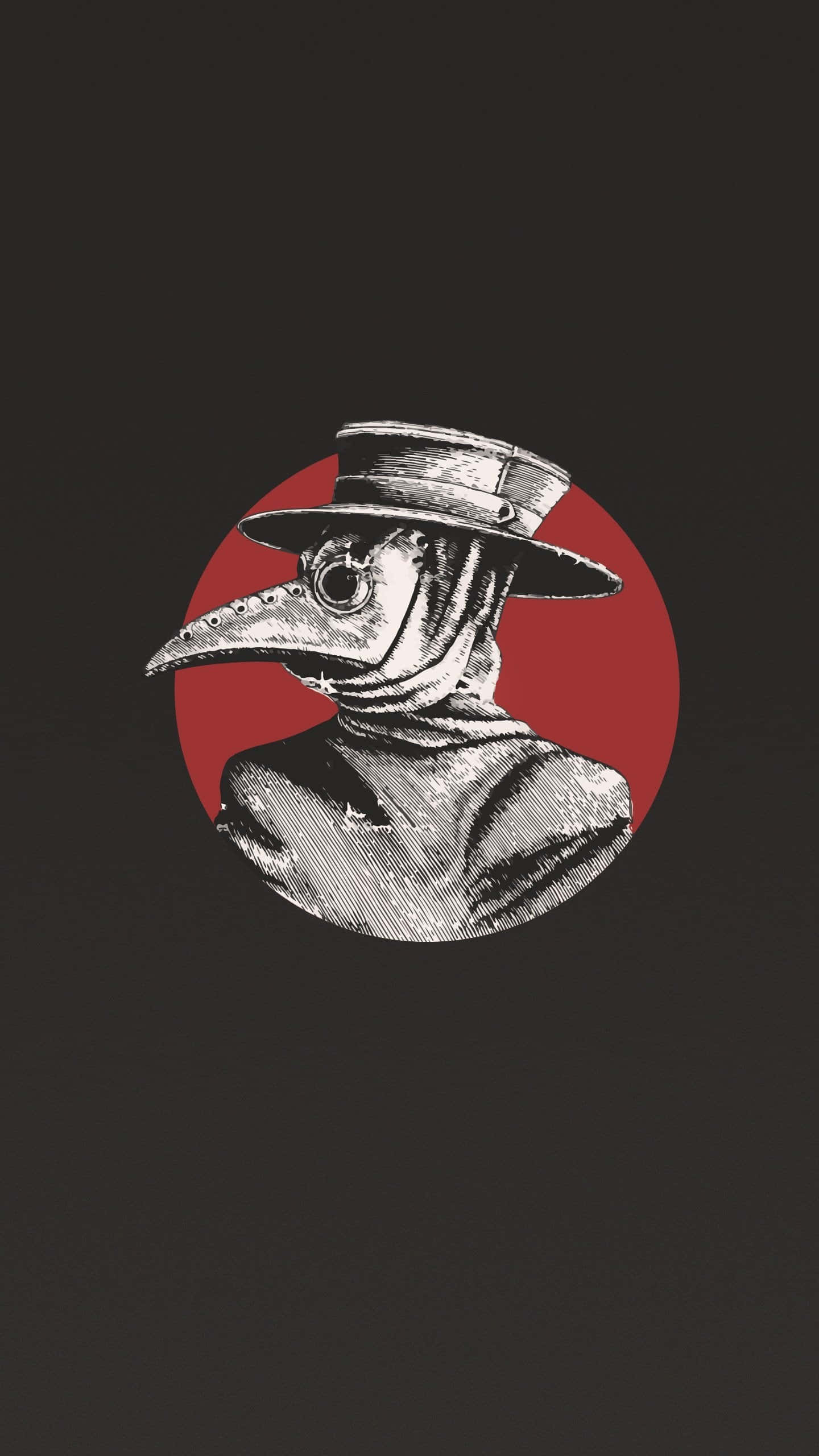 plague doctor, bird beak mask, black and white illustration, 2K Phone Wallpaper