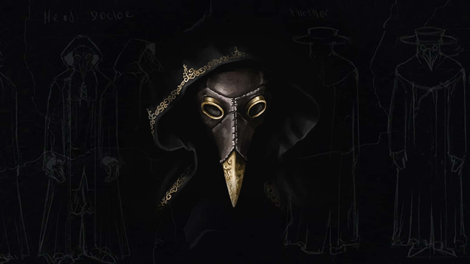 Plague Doctor, ornate mask, hood, HD Desktop Wallpaper