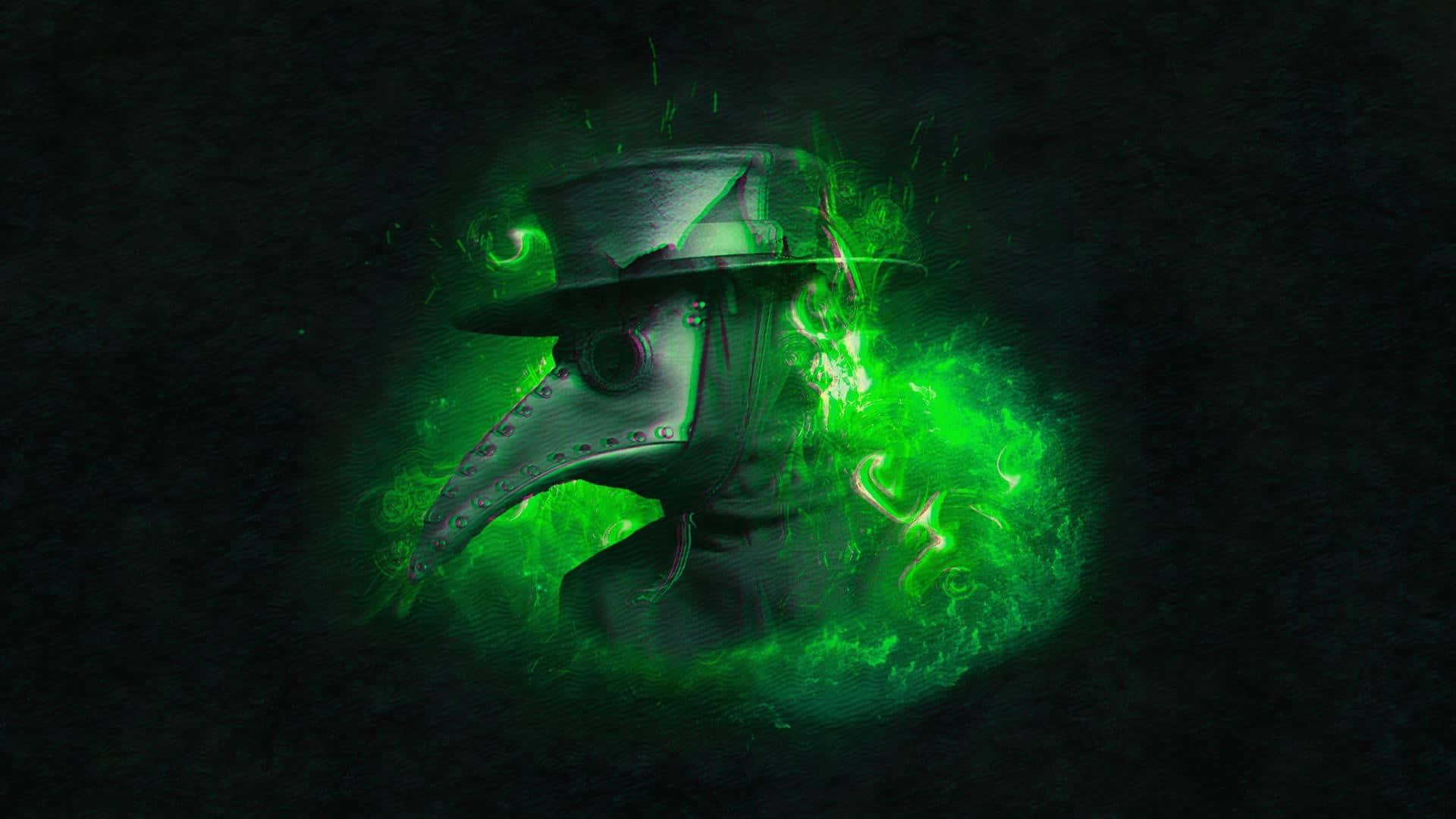 Plague Doctor, metallic beak mask, eerie green energy, Full HD Desktop Wallpaper