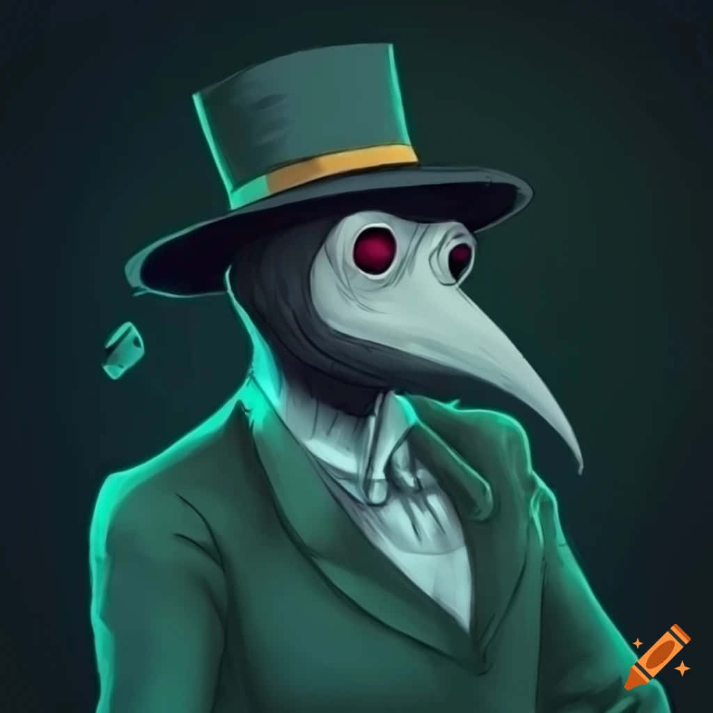 Plague Doctor, top hat, green suit, SD Desktop Wallpaper