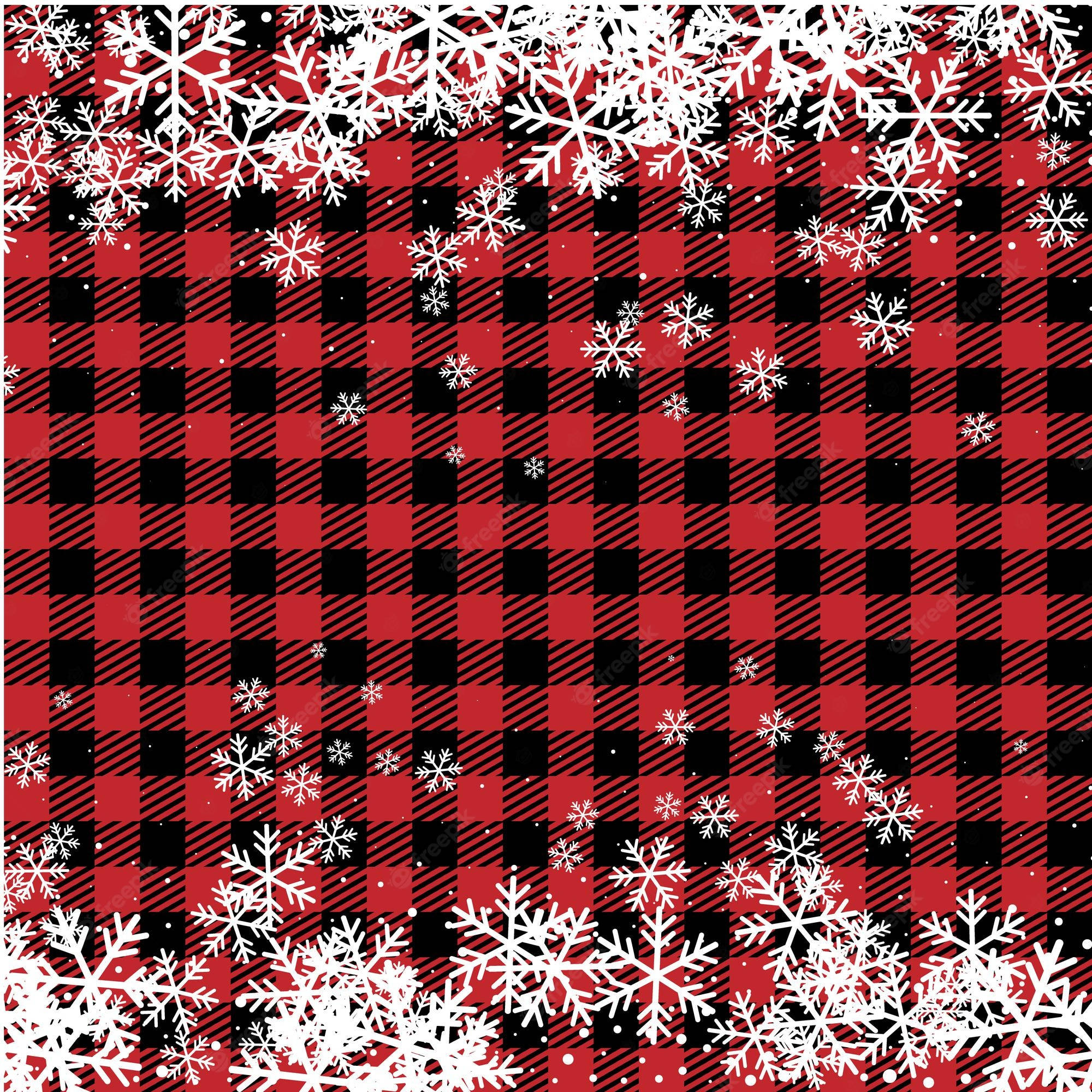 buffalo plaid, red and black, white snowflakes, Full HD Desktop Wallpaper