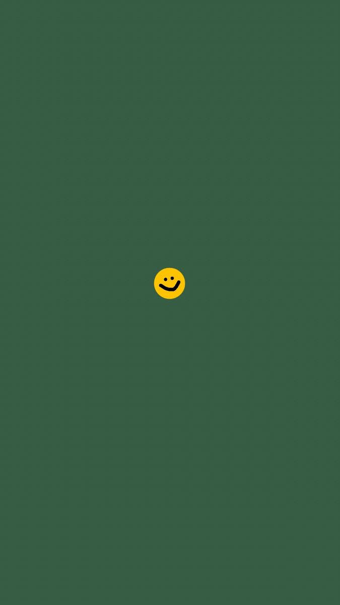 yellow smiley face icon, solid dark green background, SD Phone Wallpaper