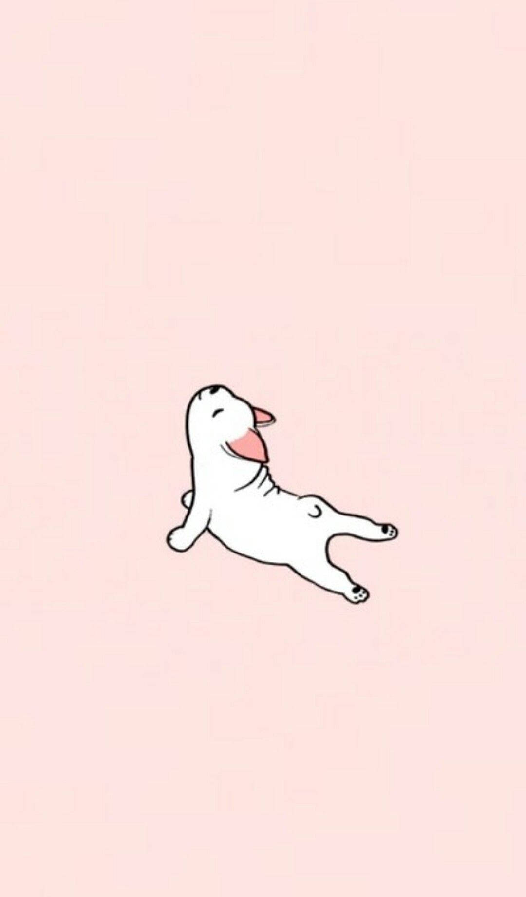 white dog, pink tongue, soft pink background, HD Phone Wallpaper