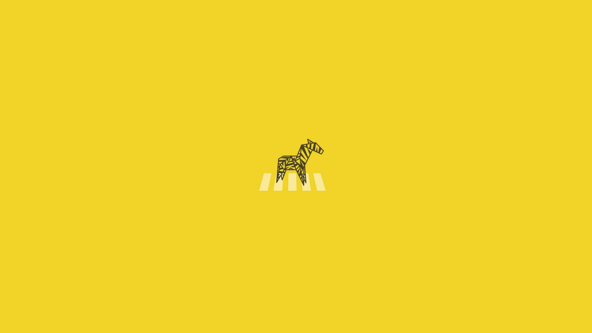 zebra crossing, white lane, solid yellow background, Full HD Desktop Wallpaper