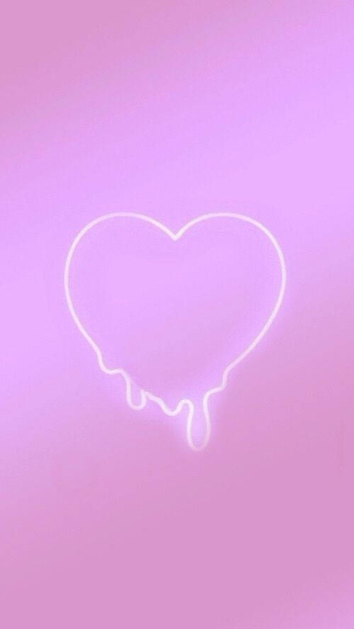 white melting heart, glowing white heart outline, soft gradient pink and purple background, SD Phone Wallpaper