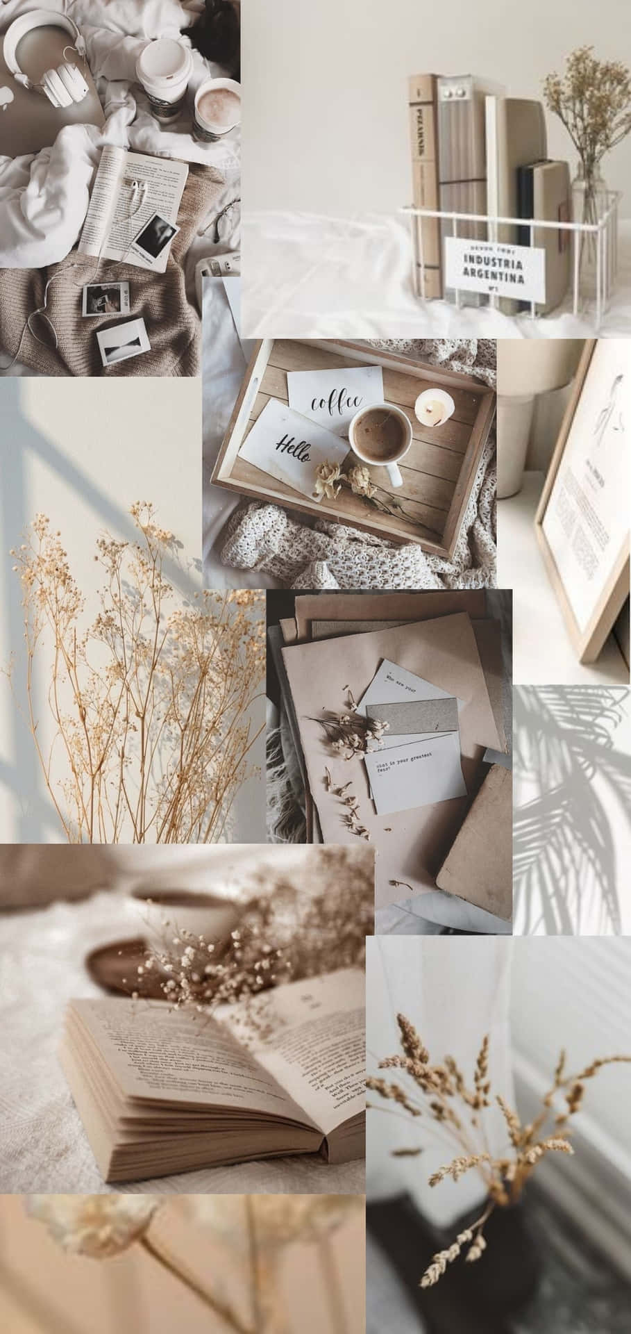 Soft Beige Aesthetic Collage, beige, cream, Full HD Phone Wallpaper