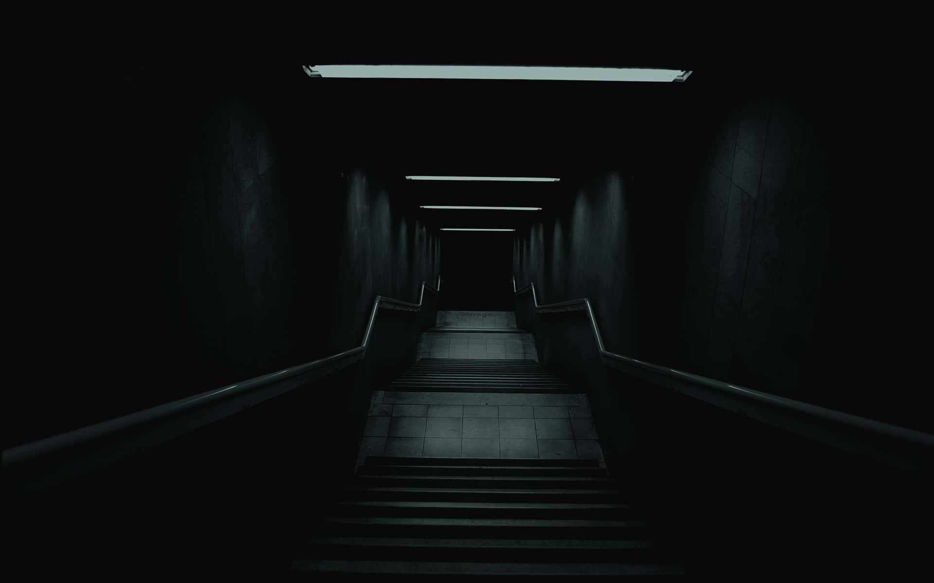 Plain Black Desktop, hallway, dark staircase, Full HD Desktop Wallpaper