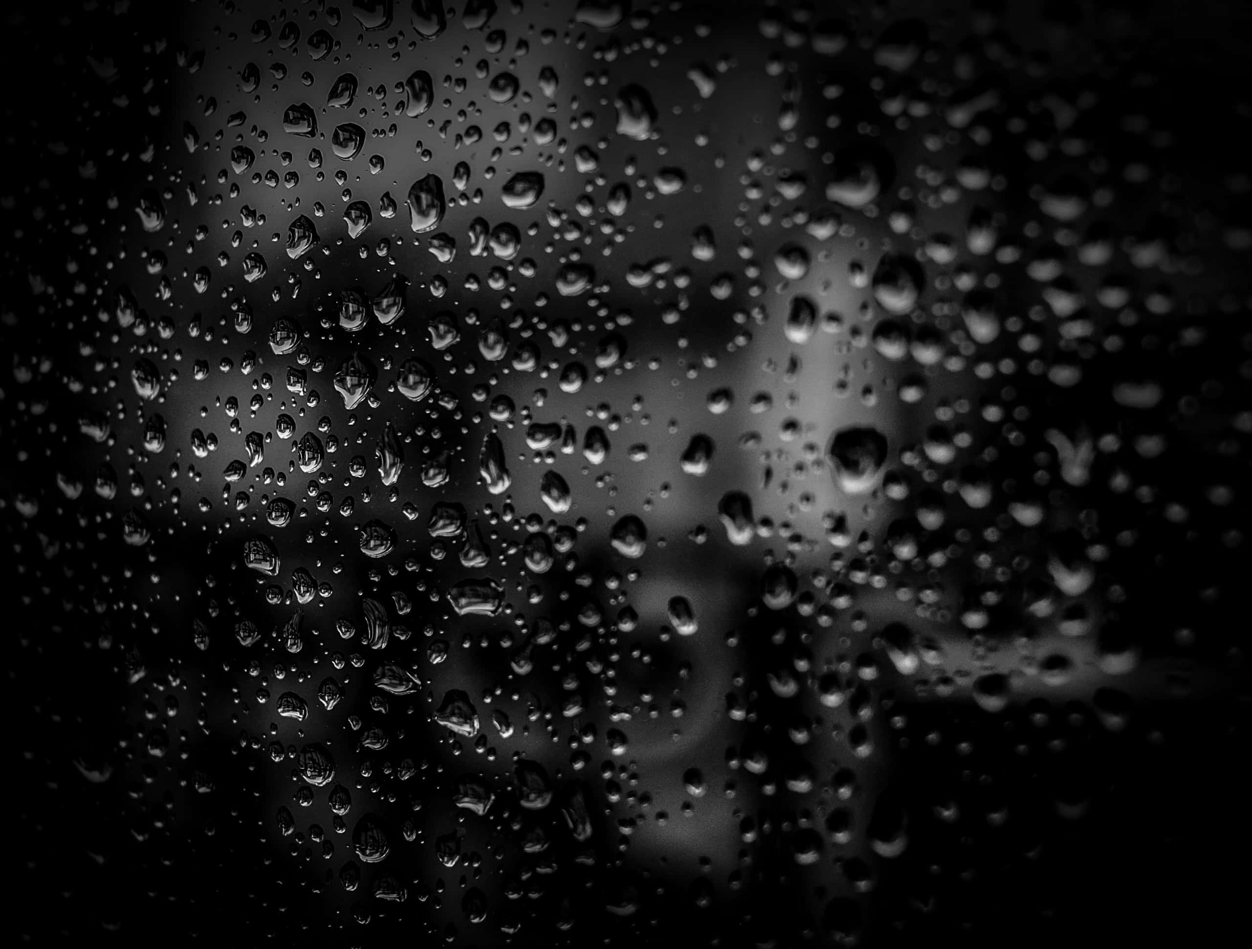 Plain Black Desktop, black and white, raindrops, 2K Desktop Wallpaper