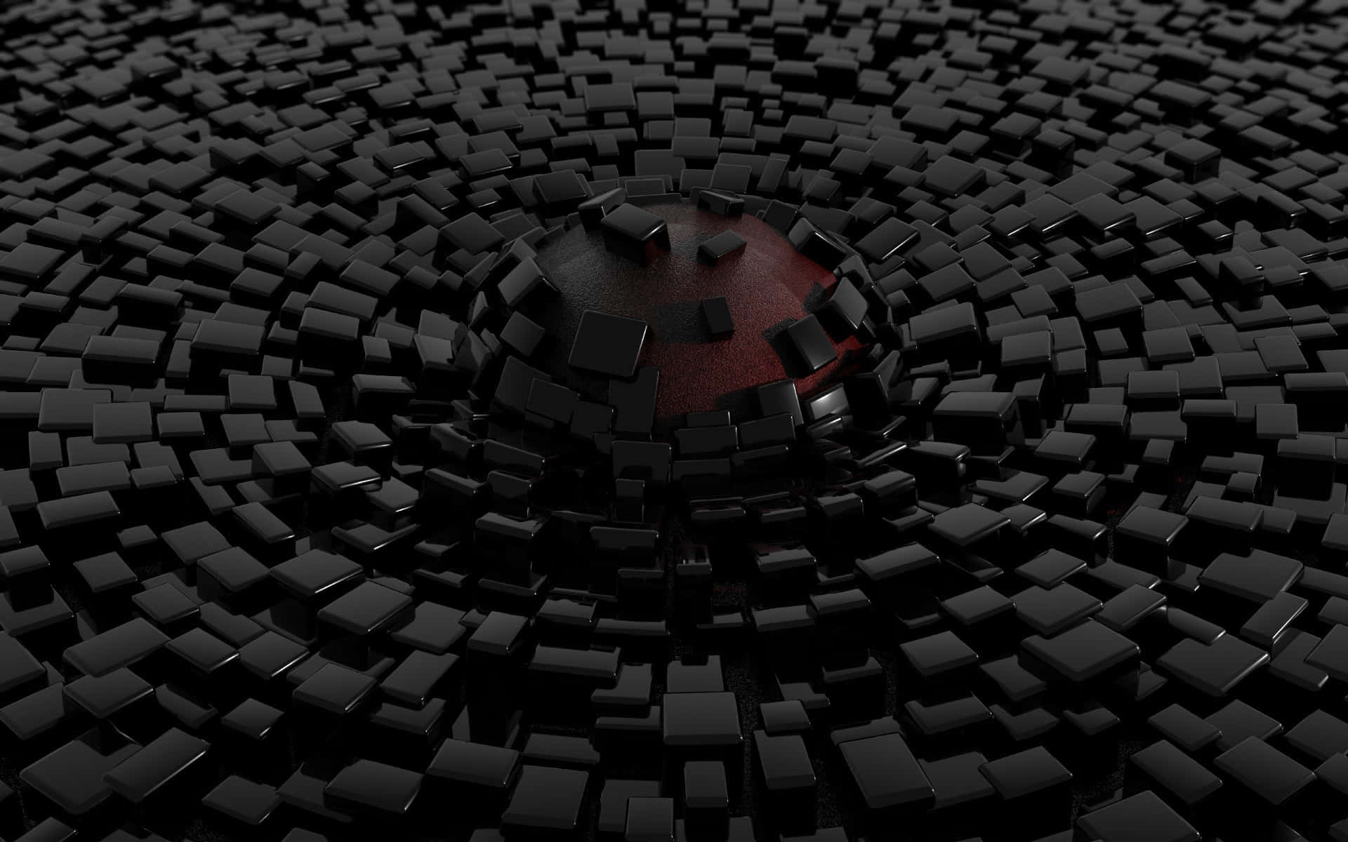 Plain Black Desktop, glowing red core, black cubes, Full HD Desktop Wallpaper