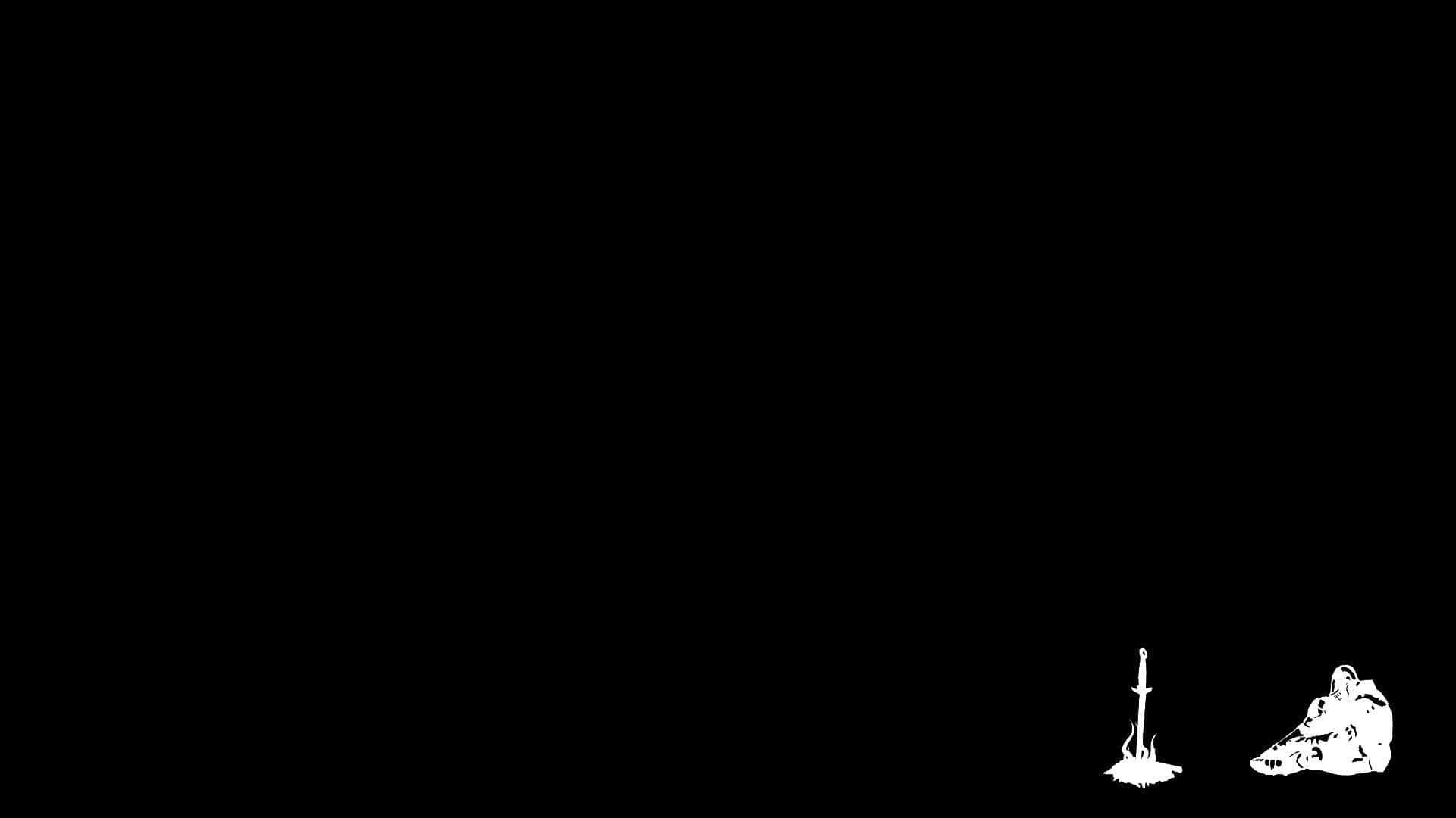 Plain Black Desktop, sword in soil, wolf head, Full HD Desktop Wallpaper