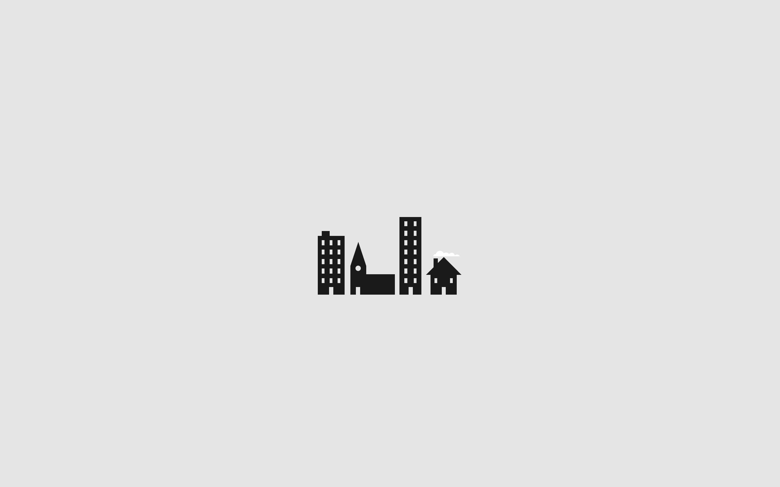 Simple Desktop Buildings, minimalist black silhouette, city buildings, 2K Desktop Wallpaper