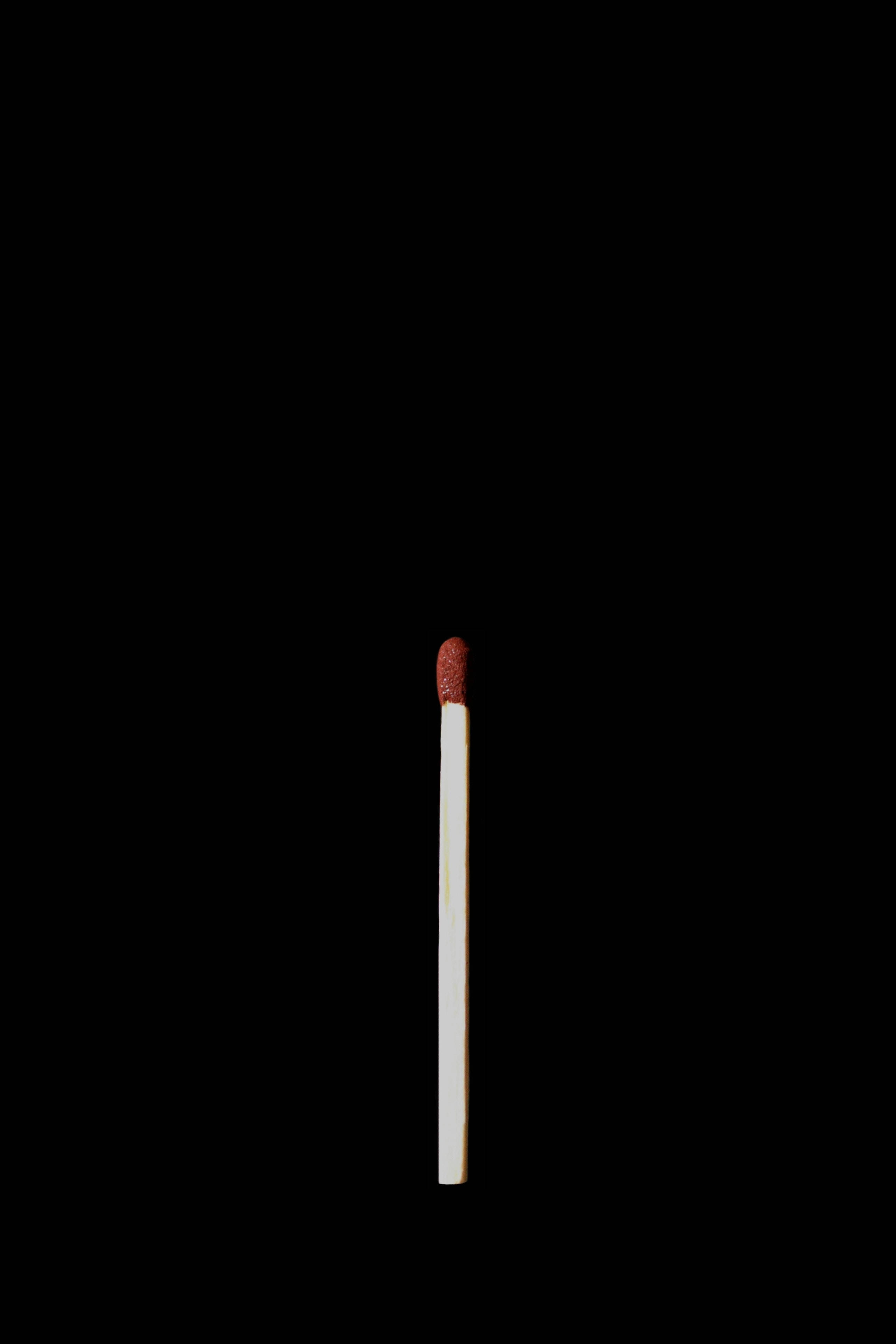 Plain Black iPhone, matchstick, red head, 4K Phone Wallpaper
