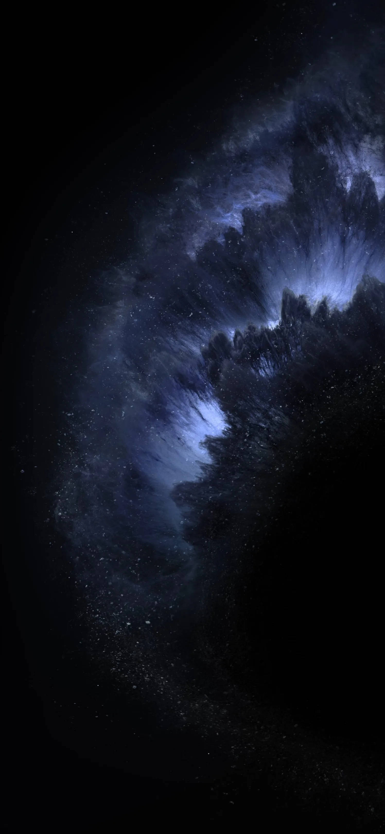 Plain Black iPhone, cosmic nebula, electric blue, 2K Phone Wallpaper