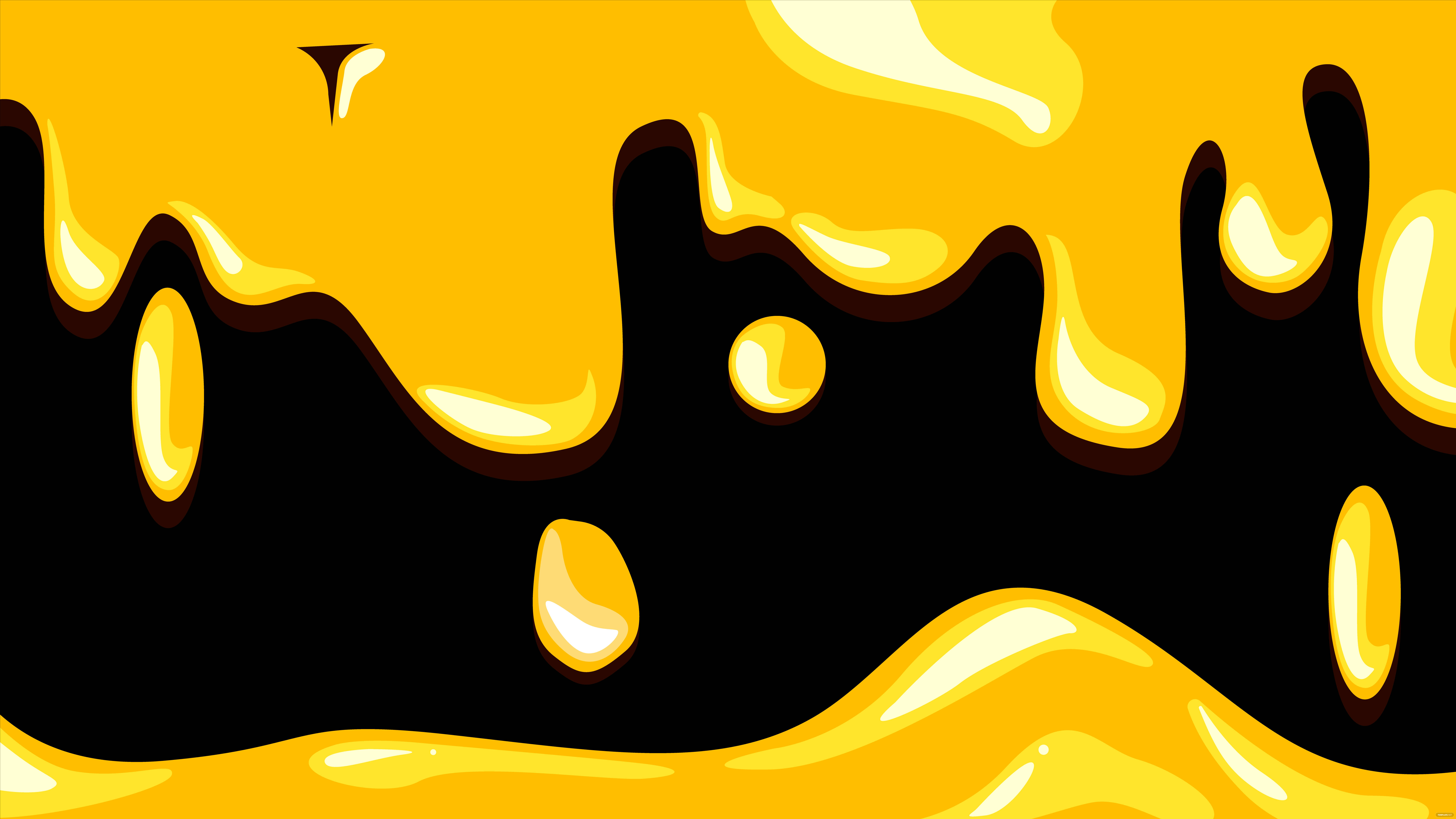 Plain Gold, golden honey, stark black background, 8K Desktop Wallpaper