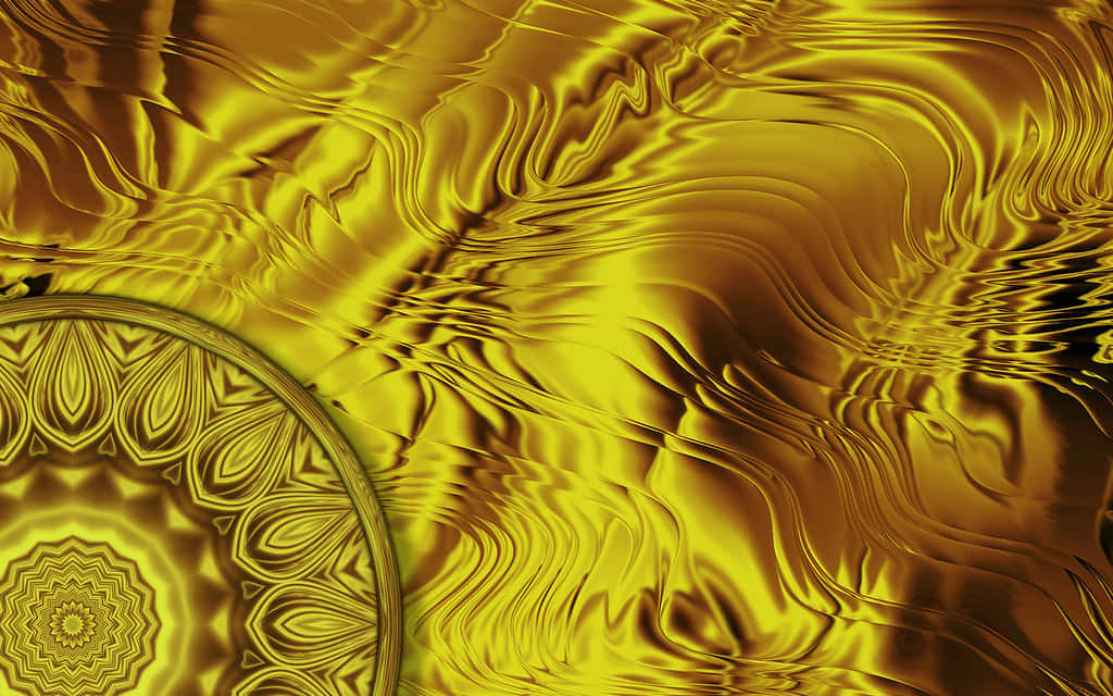 metallic gold, circular pattern, golden liquid waves, SD Desktop Wallpaper