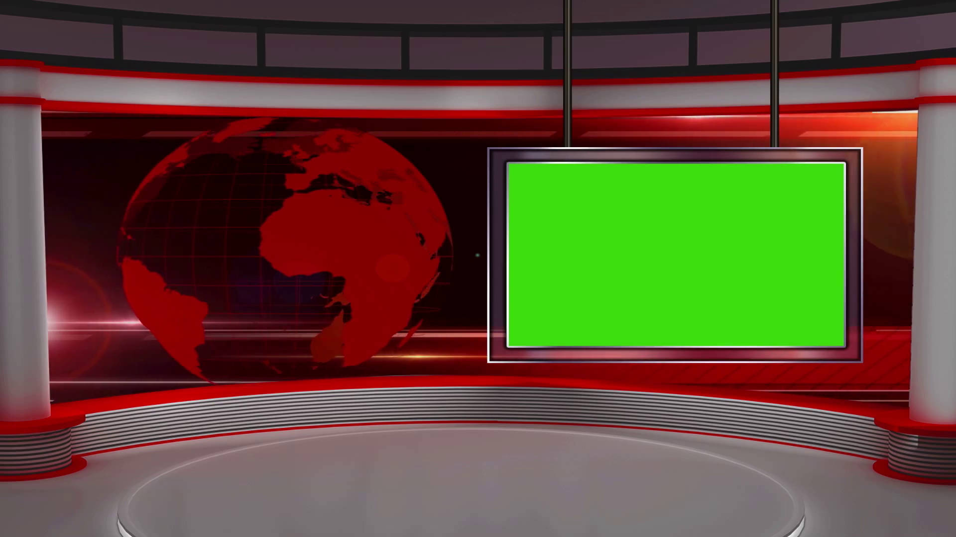 green screen, red globe backdrop, modern news studio, Full HD Desktop Wallpaper