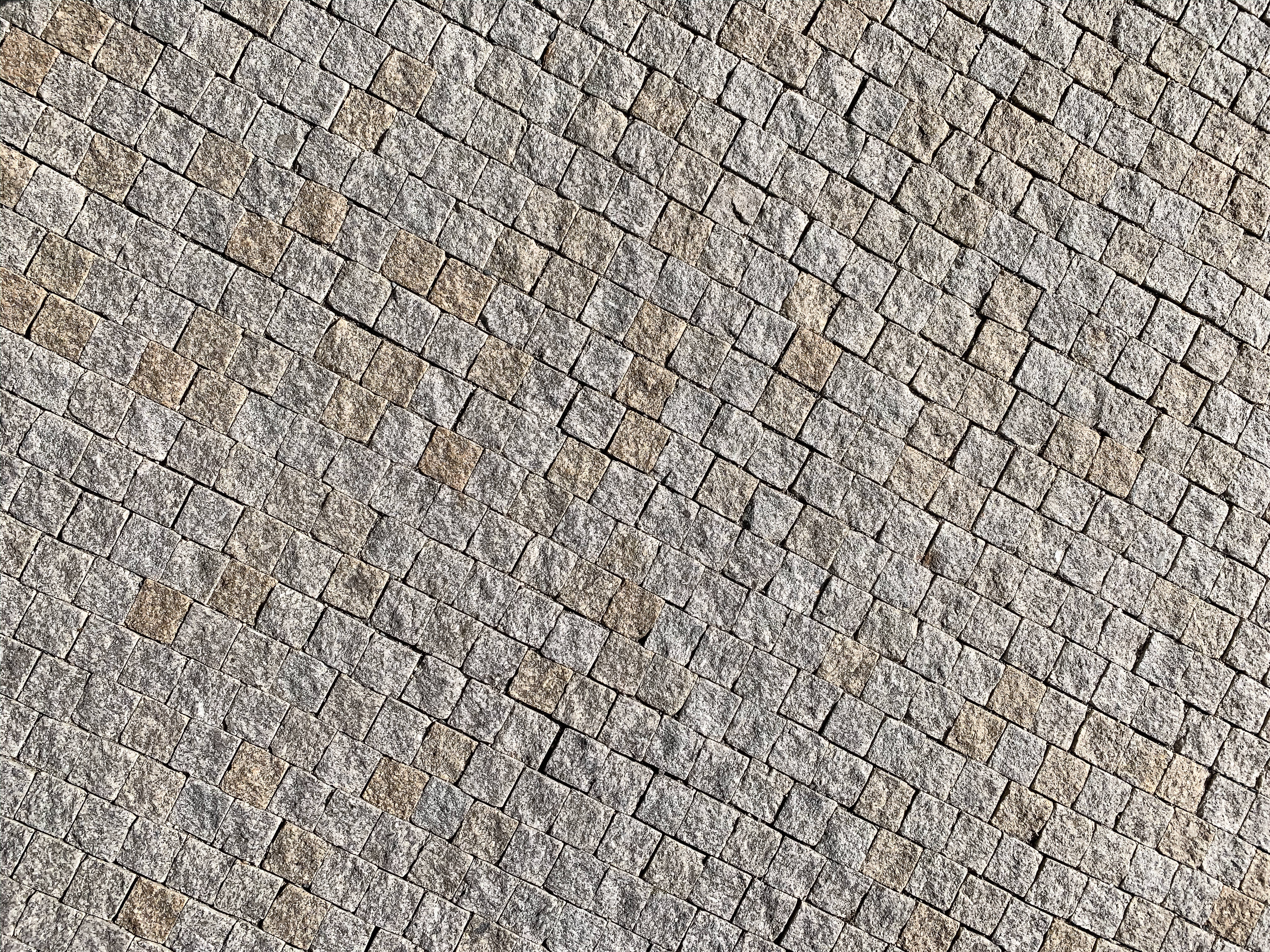 Plain Grey, cobblestone wall, diagonally laid stone pavement, 4K Desktop Wallpaper