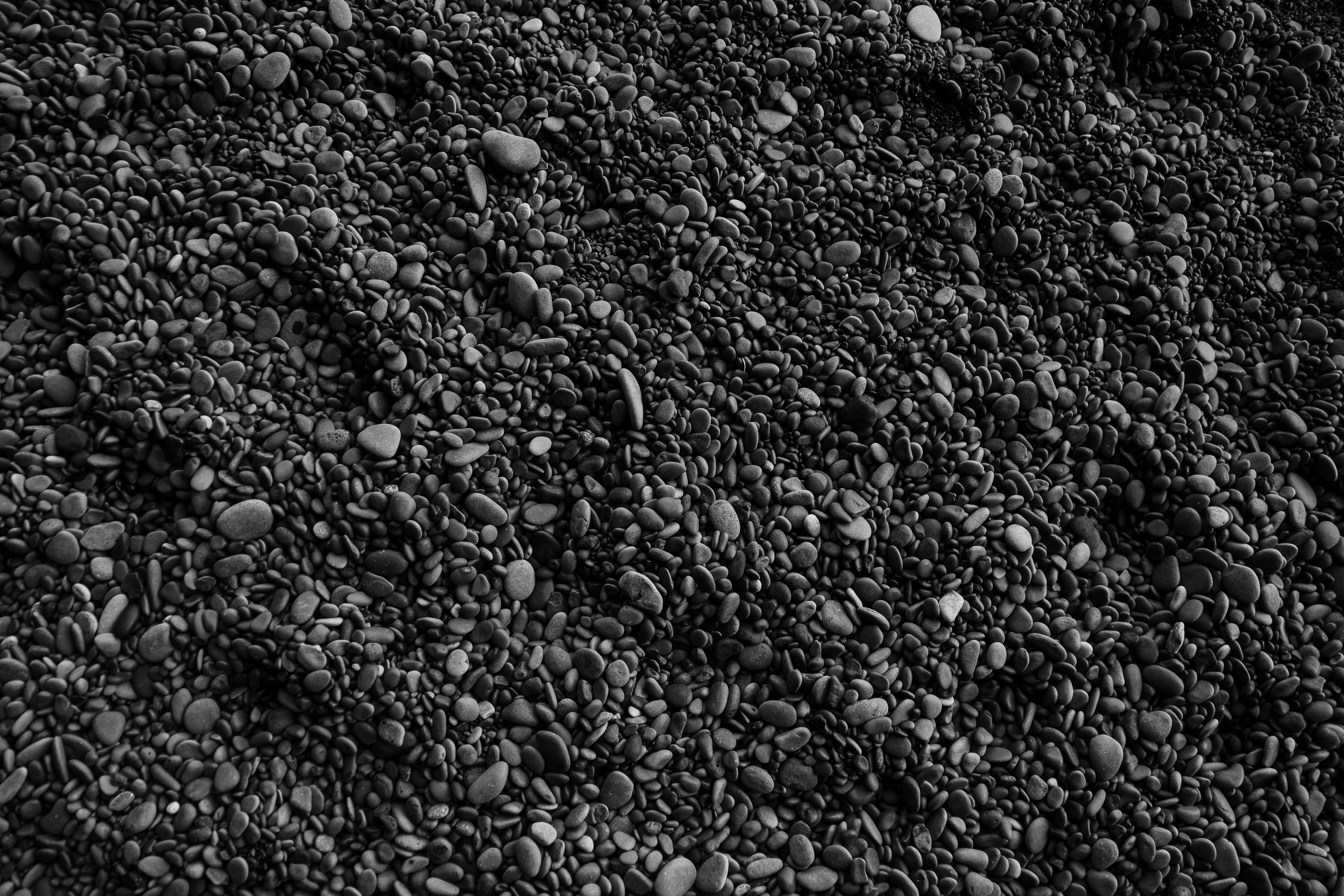 small plain grey stones, monochrome, smooth rounded pebbles, 5K Desktop Wallpaper