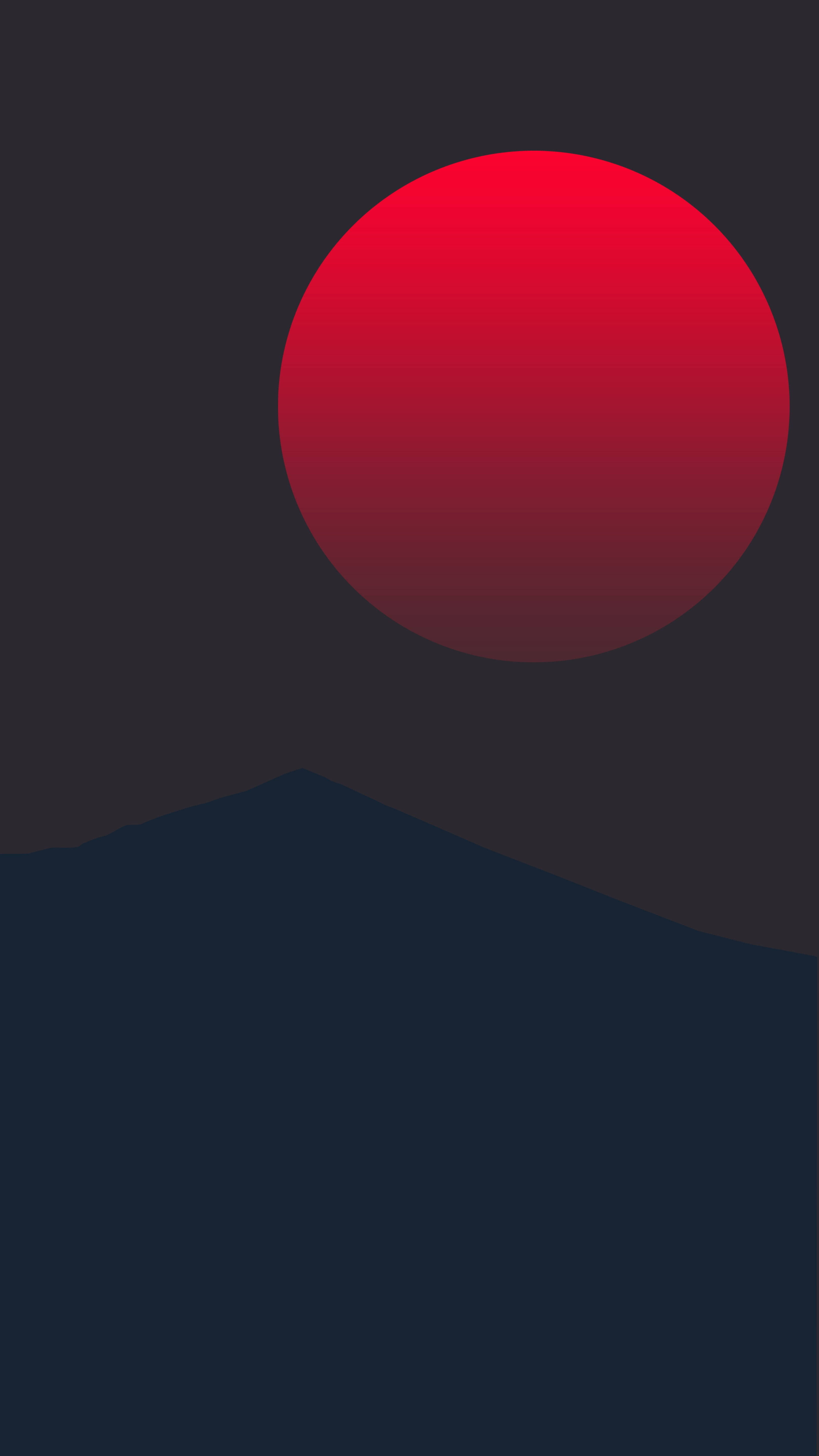 Plain HD iPhone, gradient red sun, dark mountain silhouette, 5K Phone Wallpaper