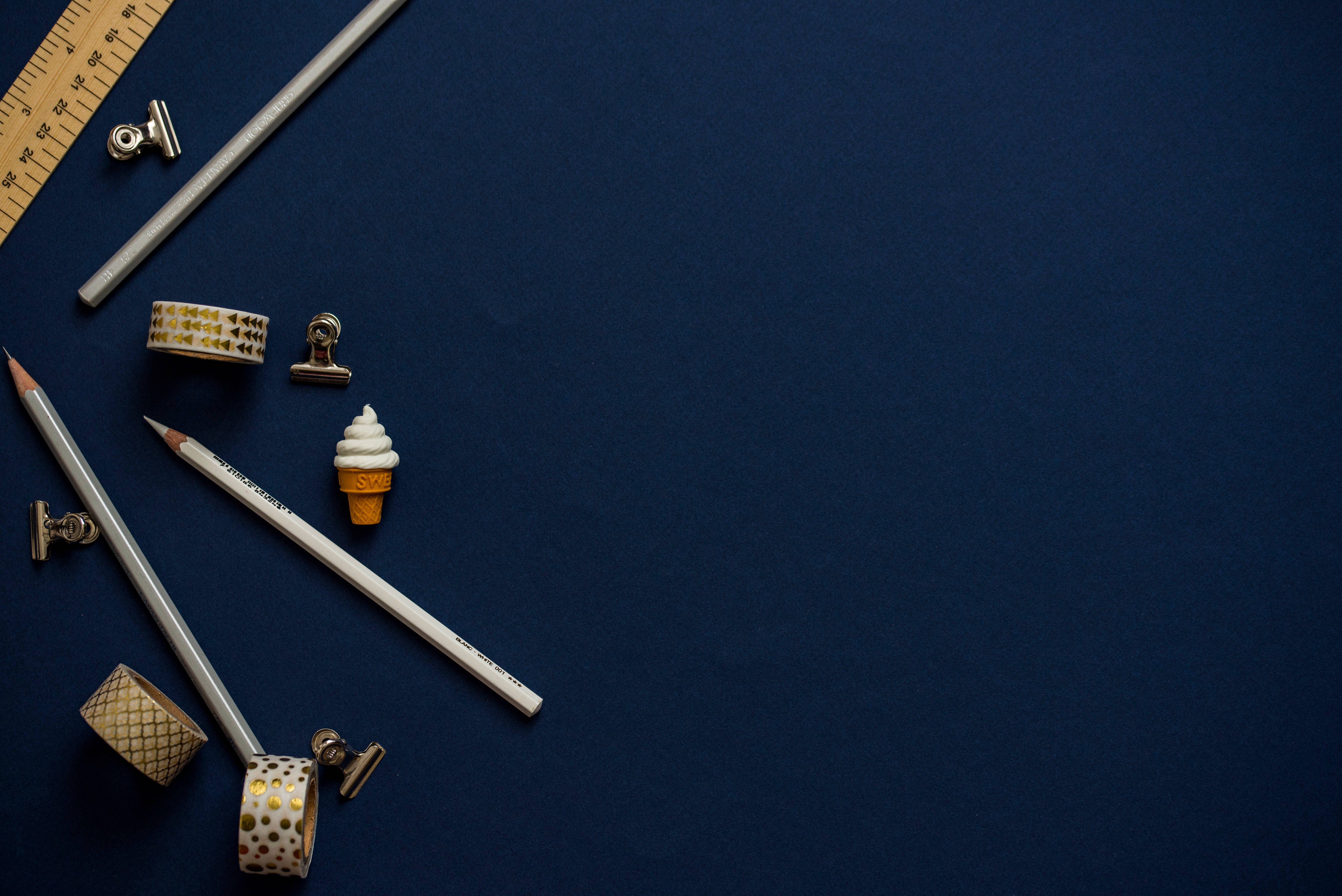 school supplies, navy blue, pencils, 5K Desktop Wallpaper