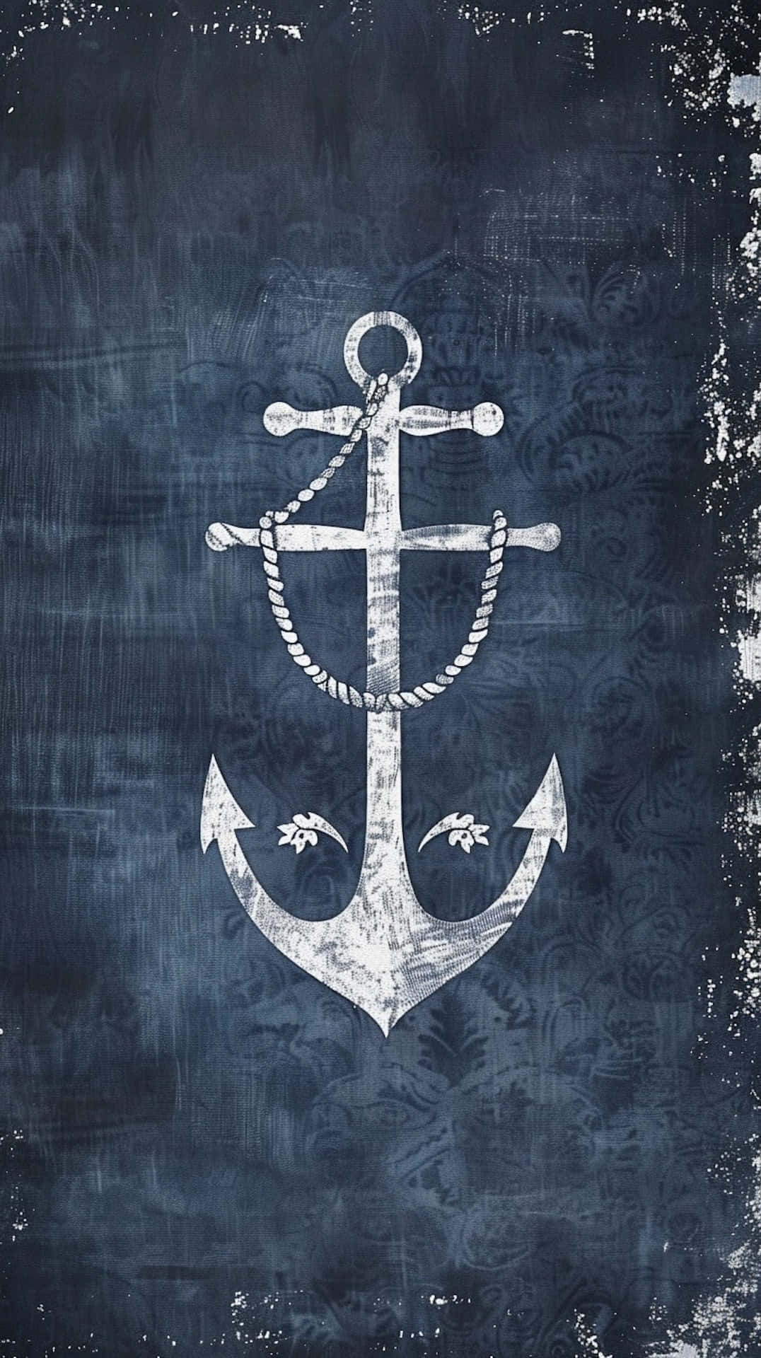 nautical anchor, white anchor, rope, Full HD Phone Wallpaper