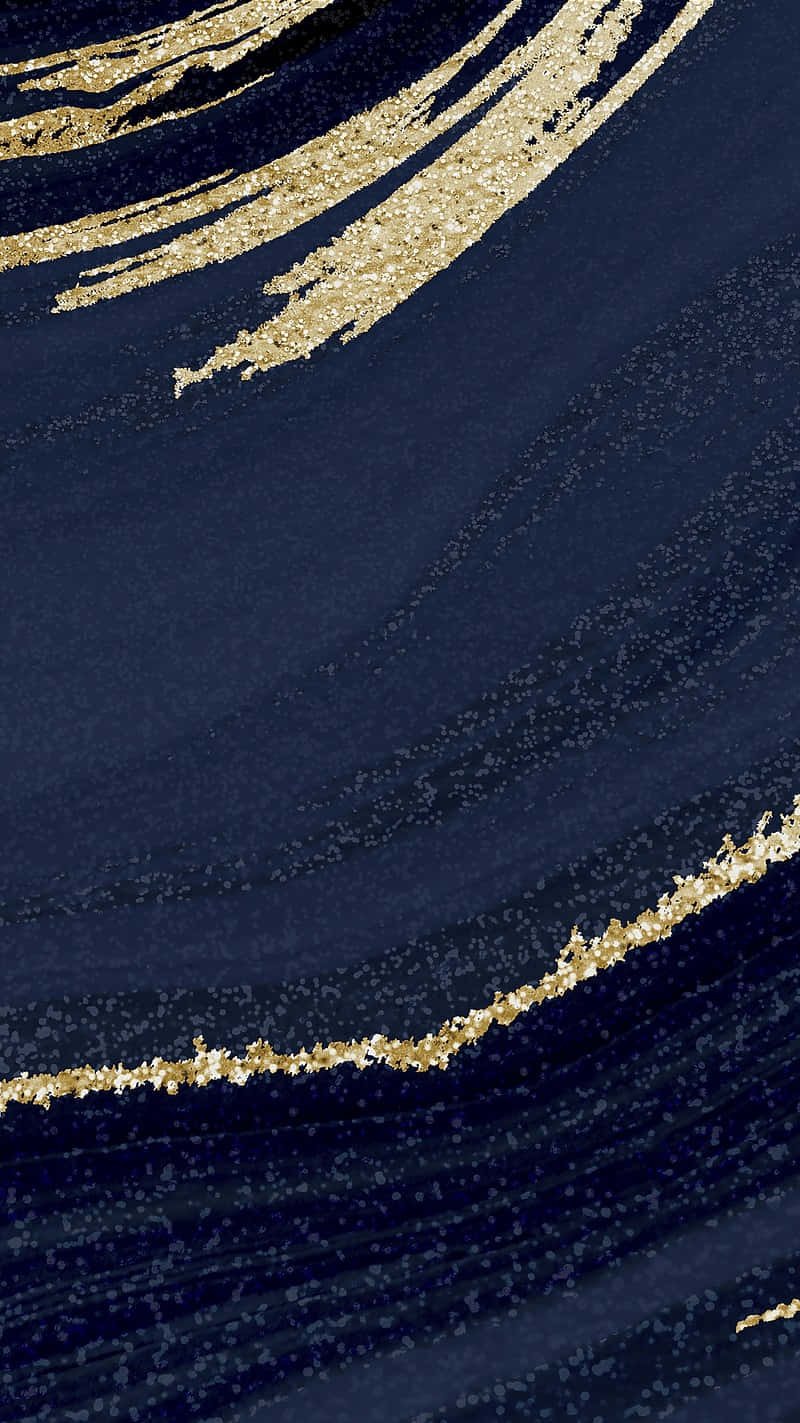 Navy Gold Abstract Art, deep navy blue, shimmering gold glitter streaks, HD Phone Wallpaper
